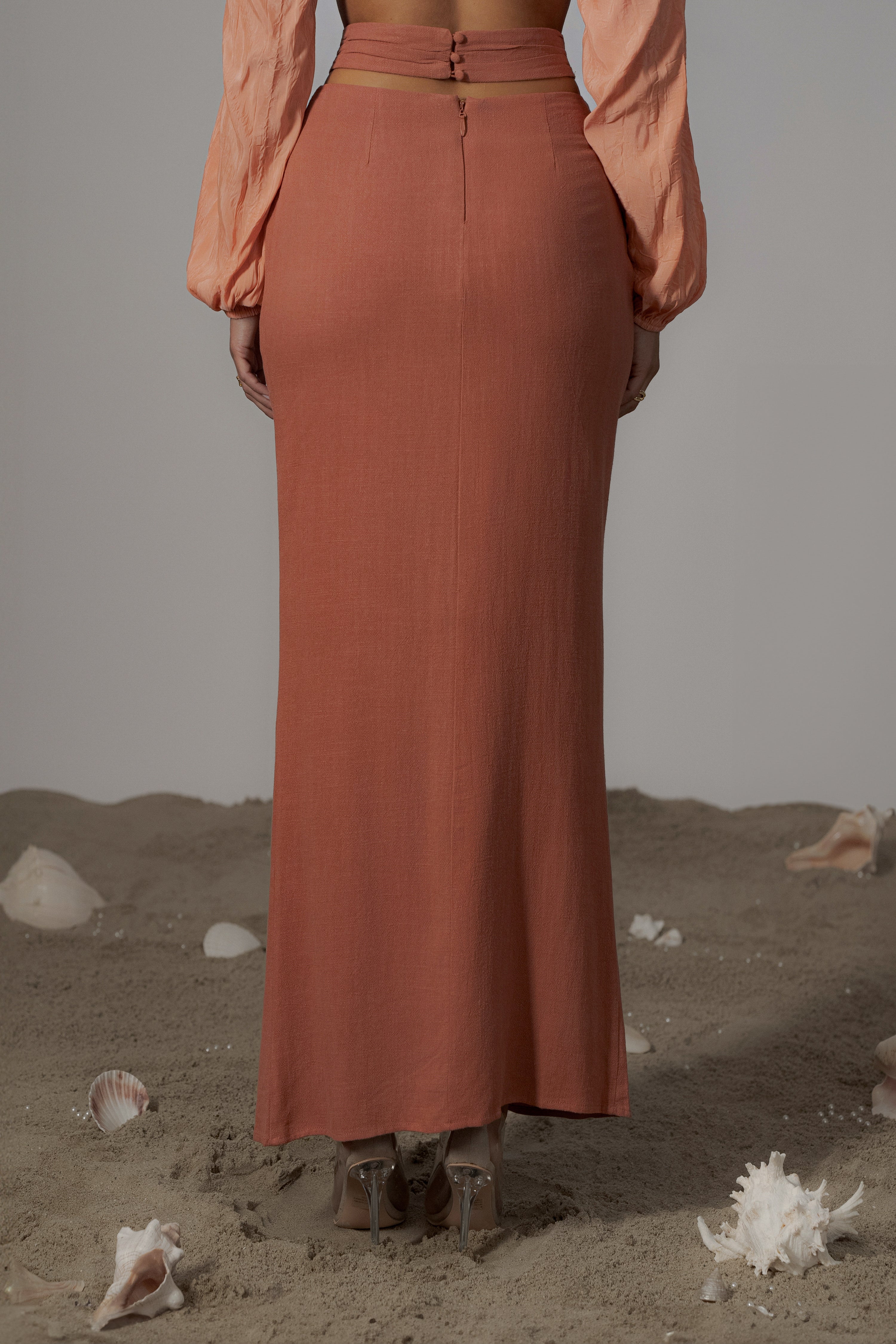 Terra Cotta Dreamland Linen Skirt - JLUXLABEL