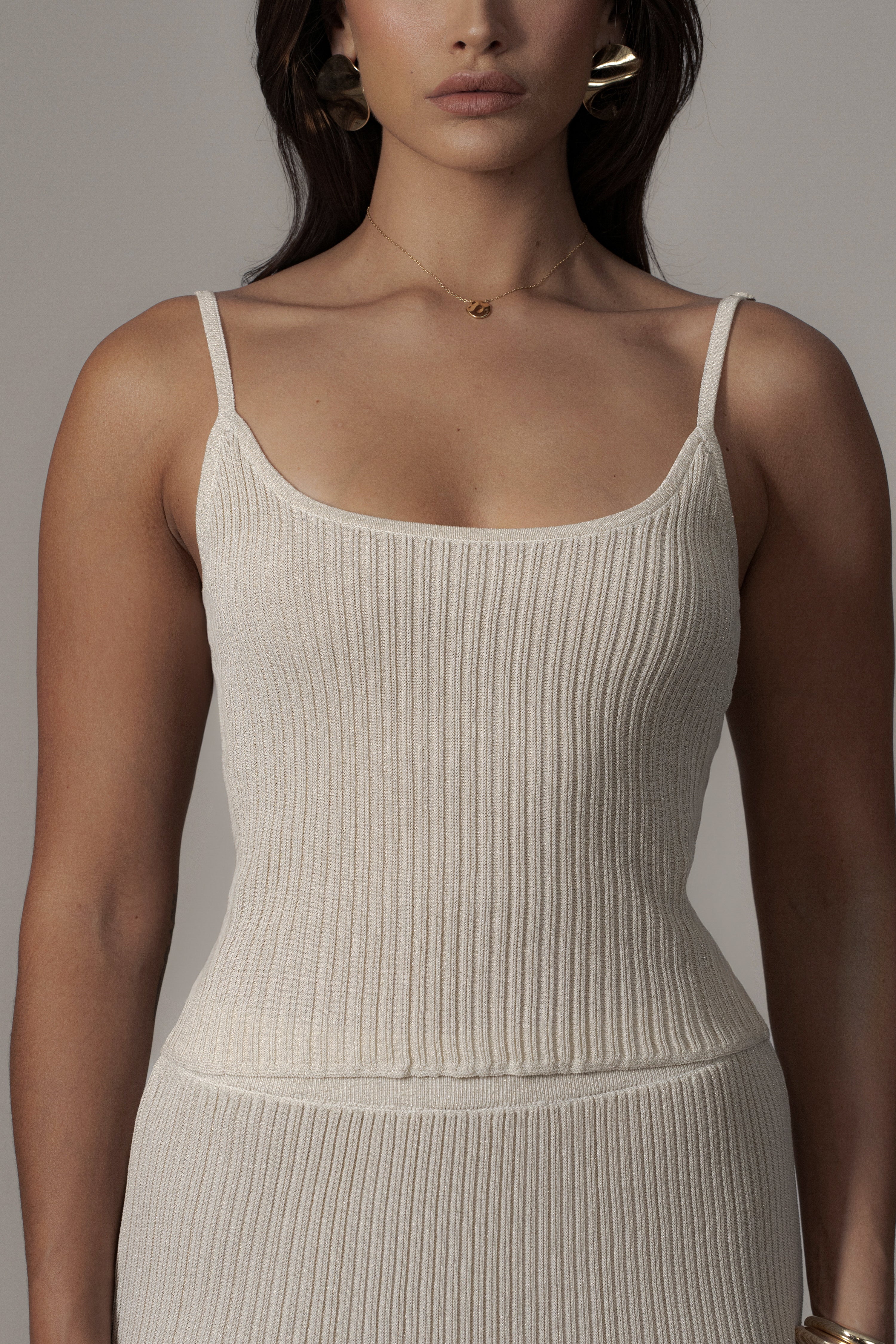 Champagne Serena Ribbed Skirt Set - JLUXLABEL