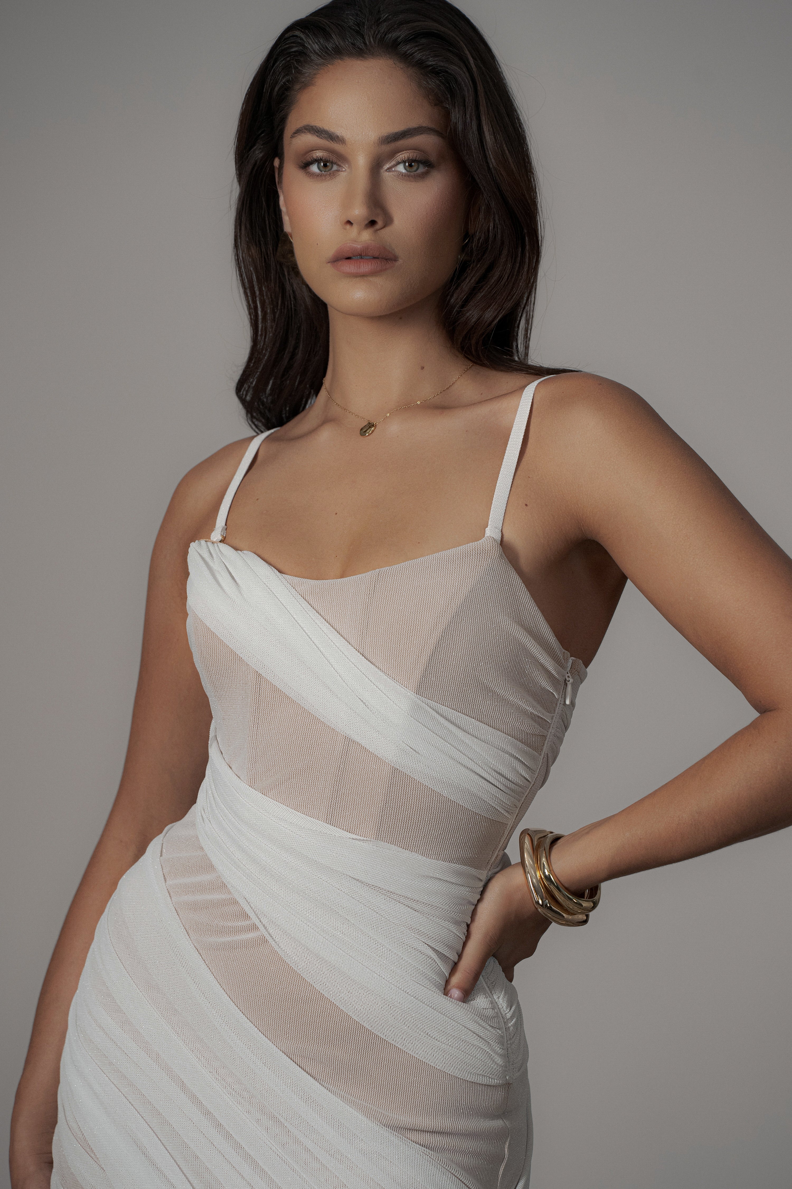 Ivory Catalina Lurex Knit Maxi Dress - JLUXLABEL