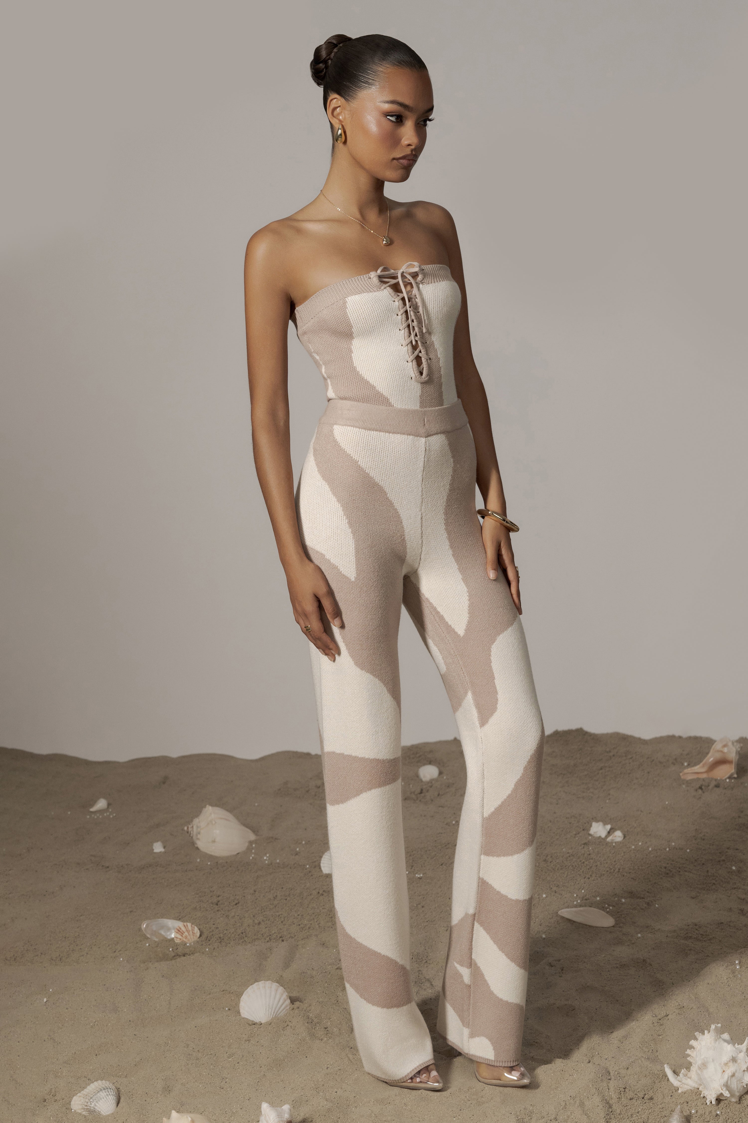 Beige Abstract Seabound Bodysuit - JLUXLABEL