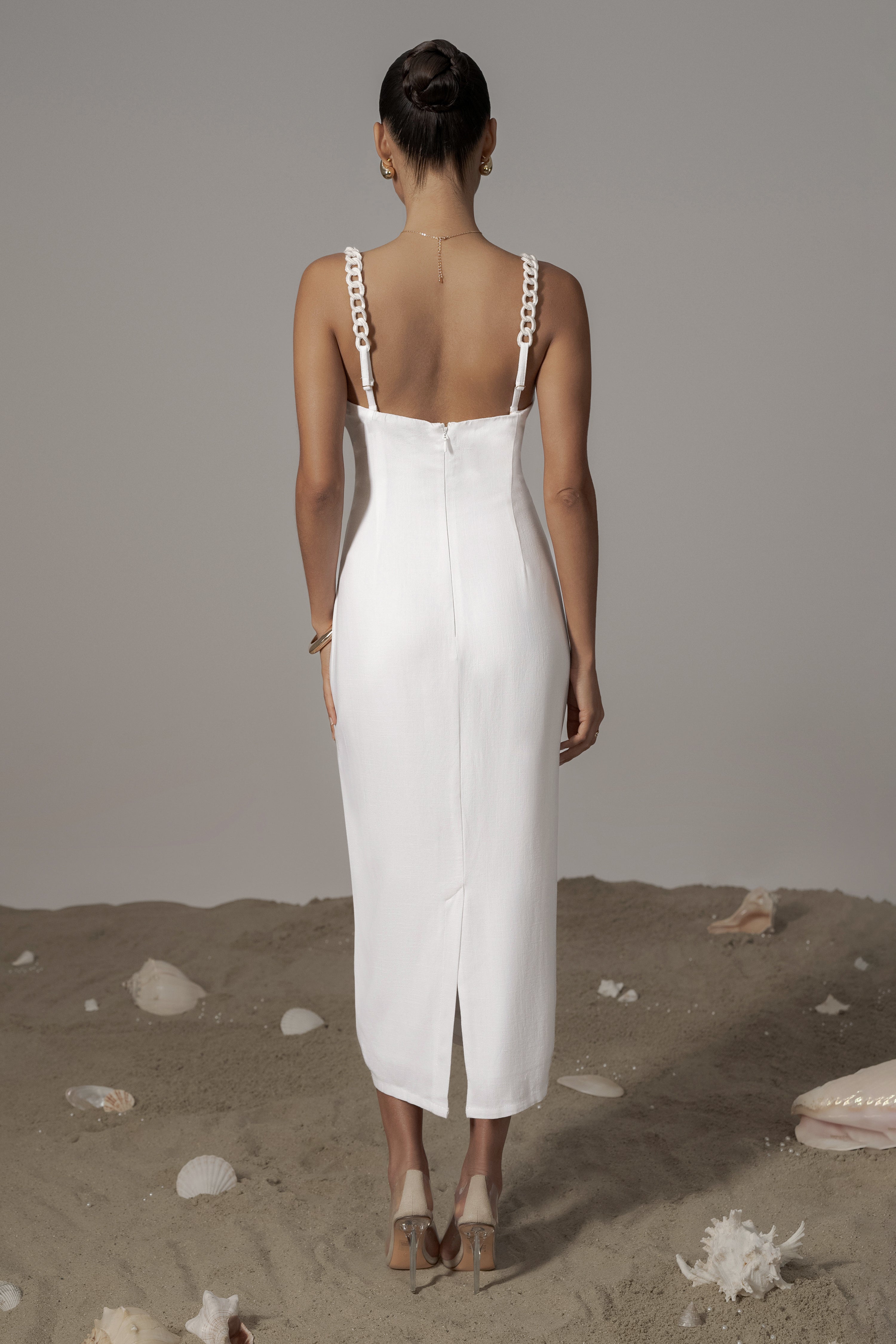 Ivory Secret Hideout Linen Dress - JLUXLABEL