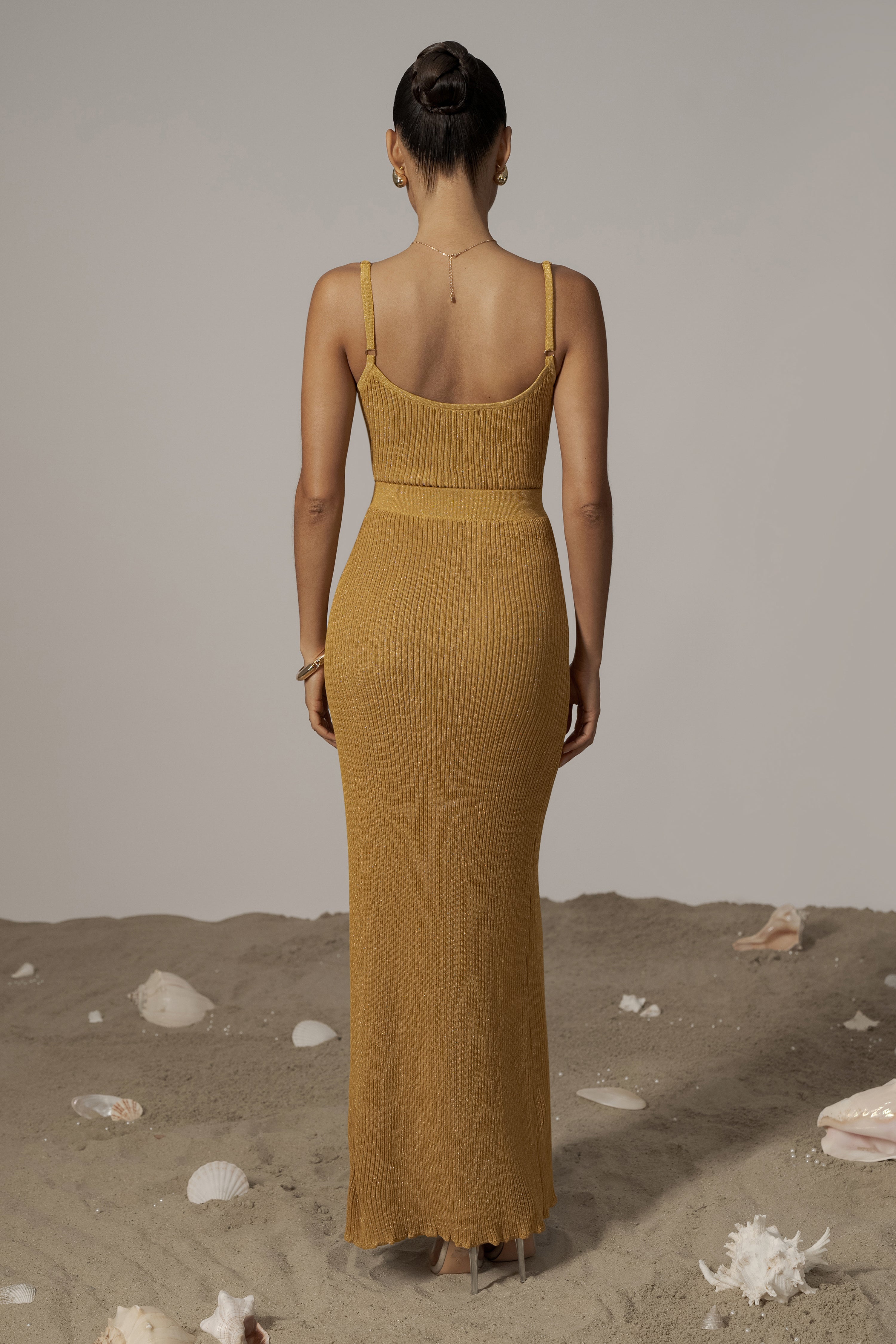 Mustard Serena Ribbed Skirt Set - JLUXLABEL