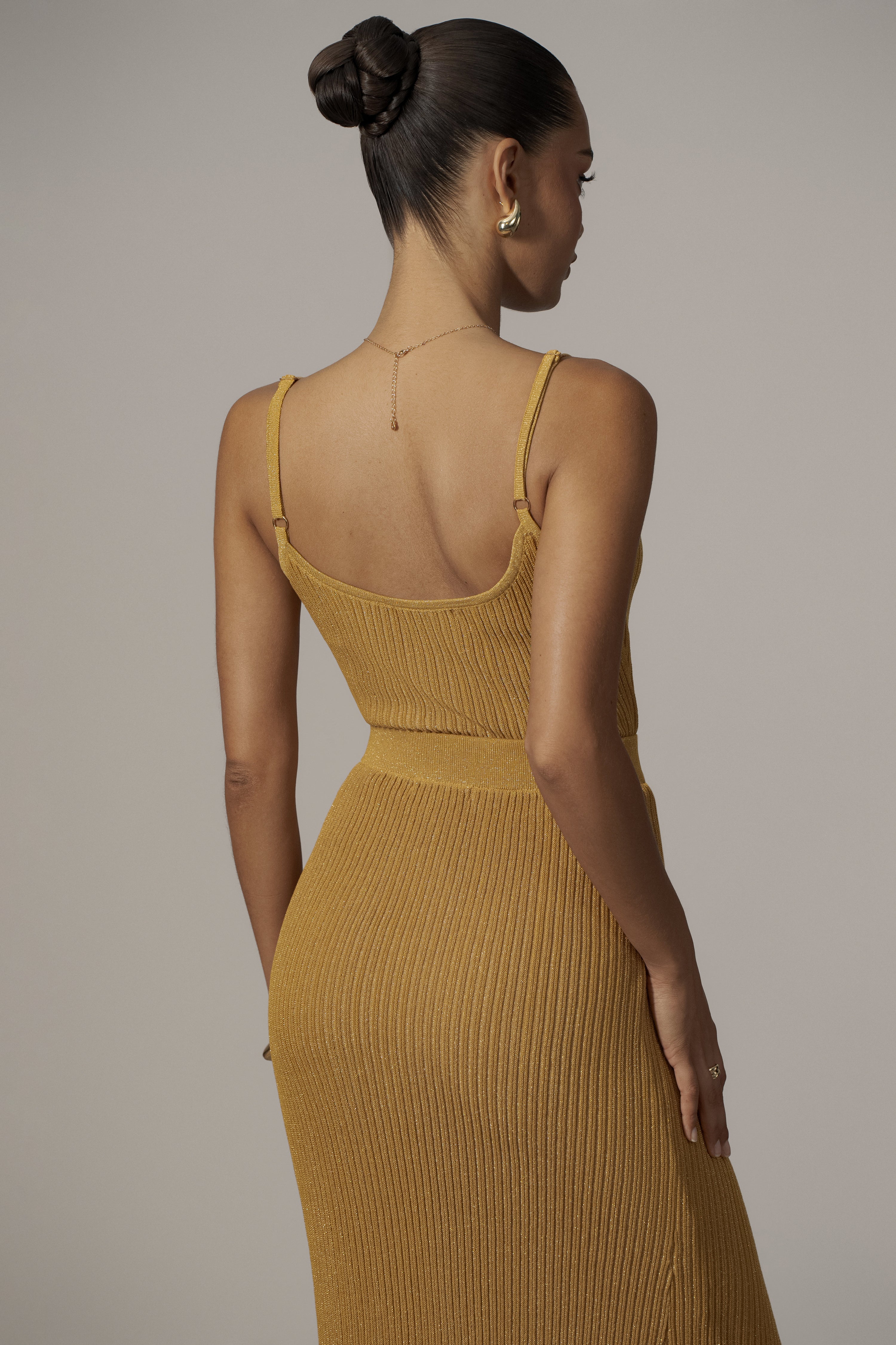 Mustard Serena Ribbed Skirt Set - JLUXLABEL