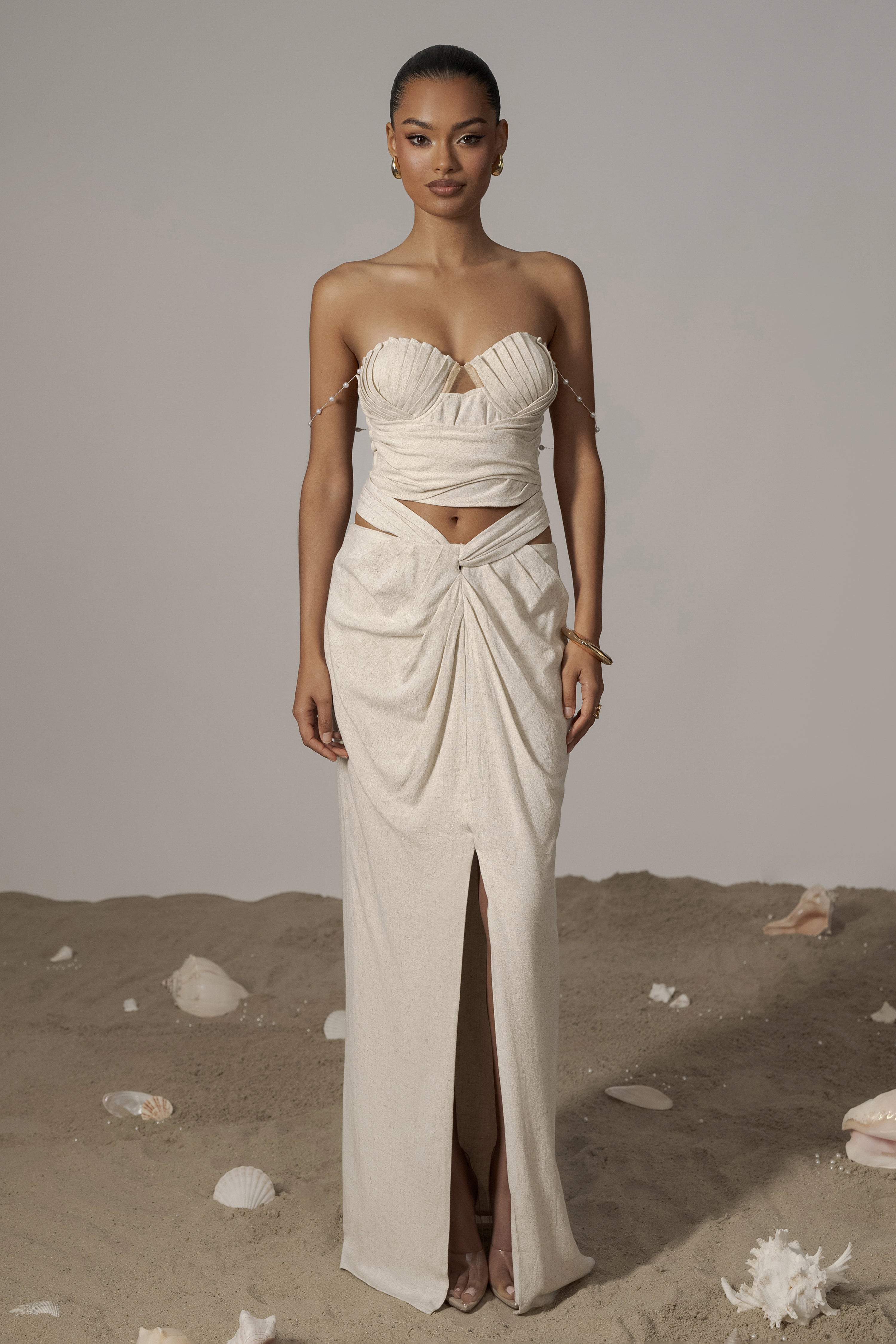 Natural Arielle Bustier Top - JLUXLABEL