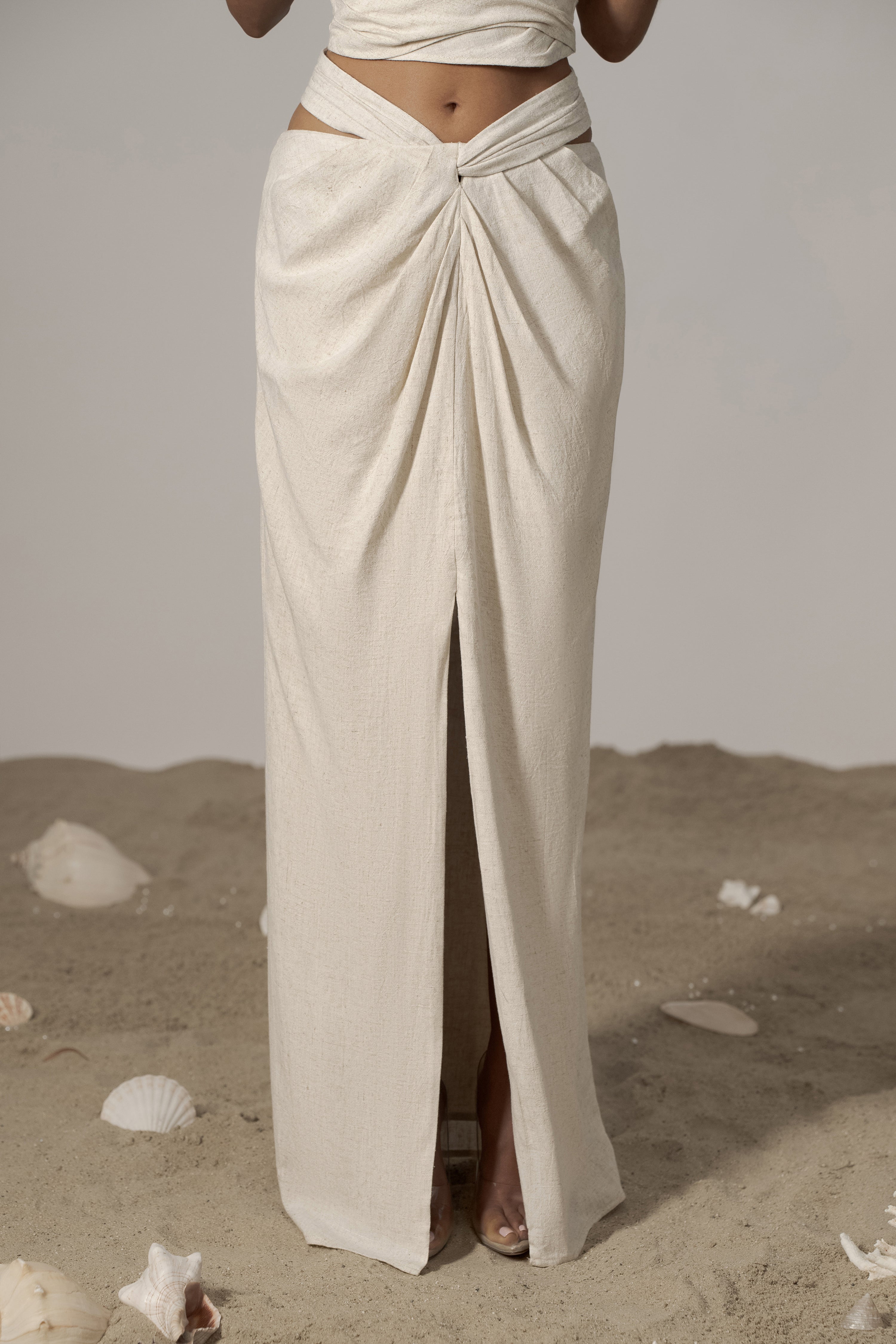 Natural Dreamland Linen Skirt - JLUXLABEL