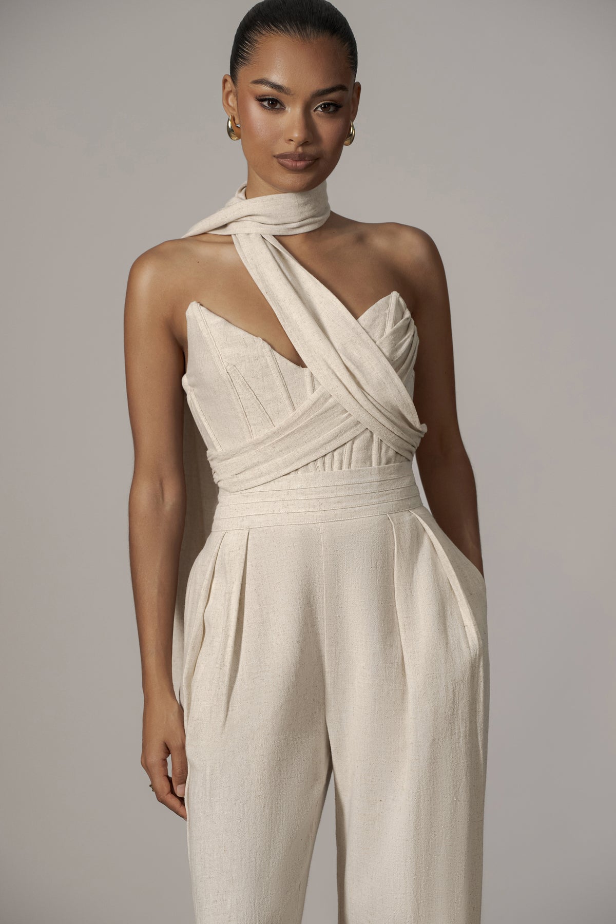 JLUXLABEL Natural Villa Views Linen Trousers, lightweight off-shore bottoms with relaxed fit and breathable linen fabric.