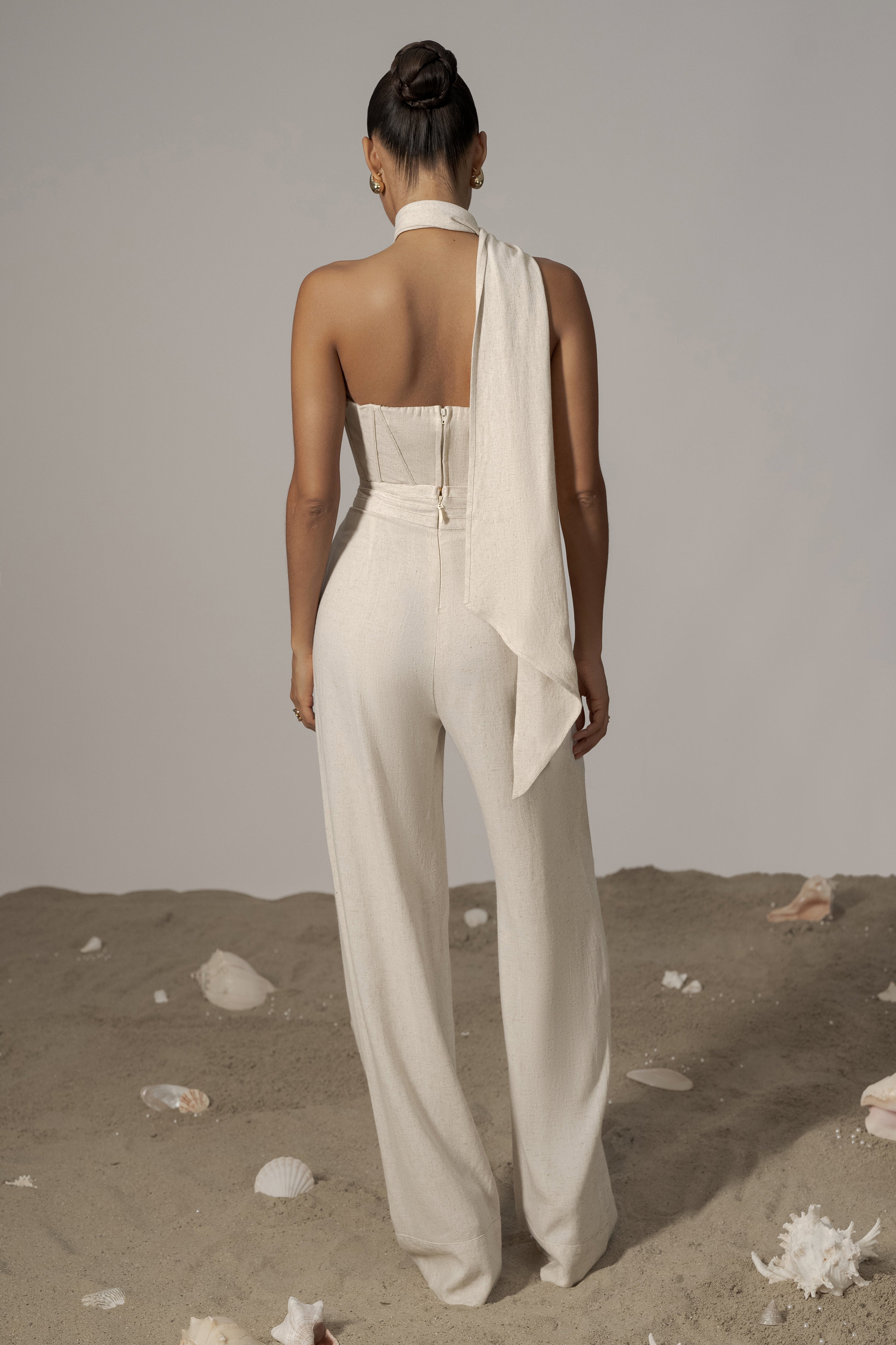 Natural Coastal Bliss Linen Bustier - JLUXLABEL