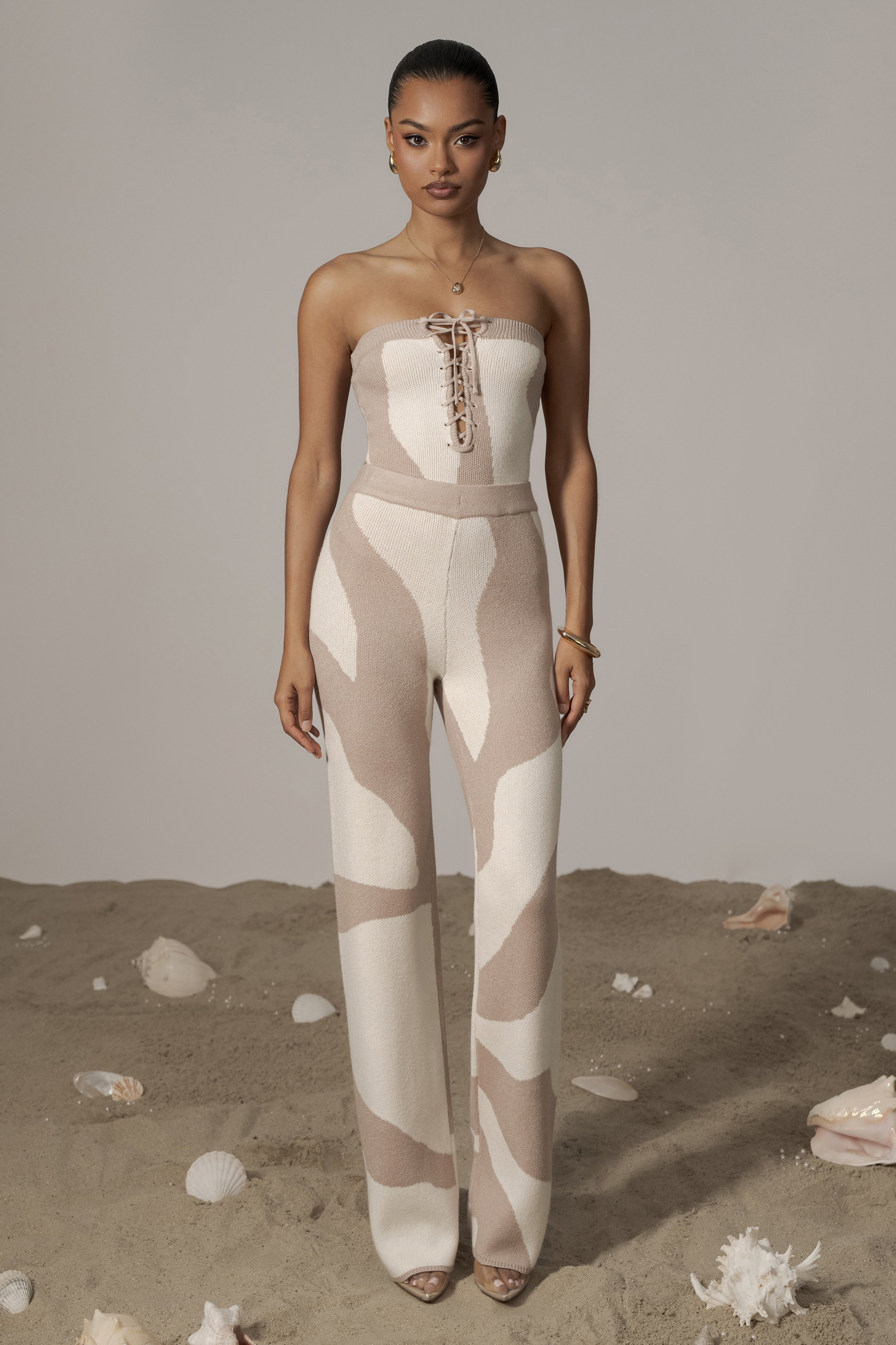 Beige Abstract Seabound Bodysuit - JLUXLABEL
