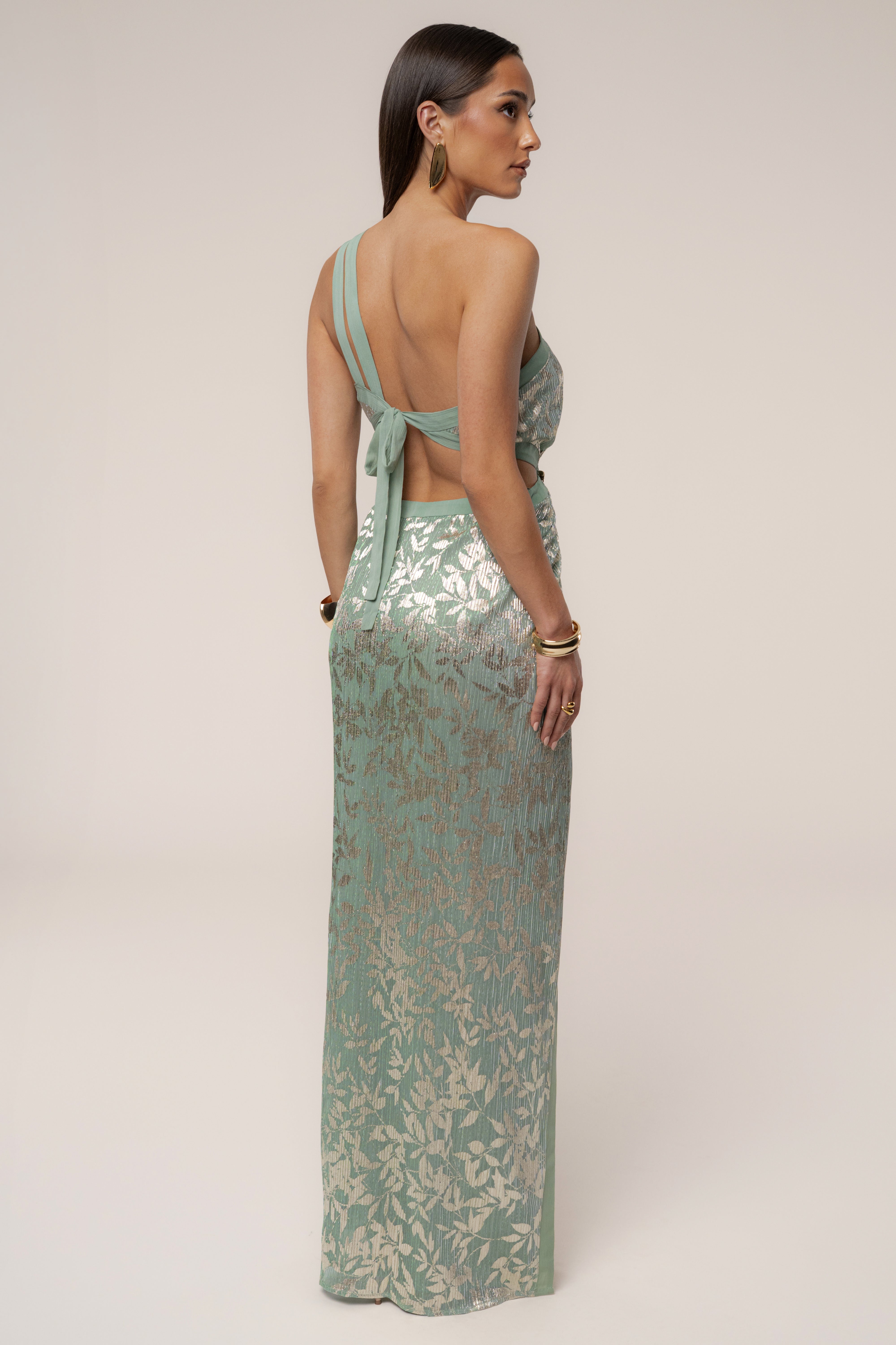 Sage One Shoulder Keyhole Dress - JLUXLABEL