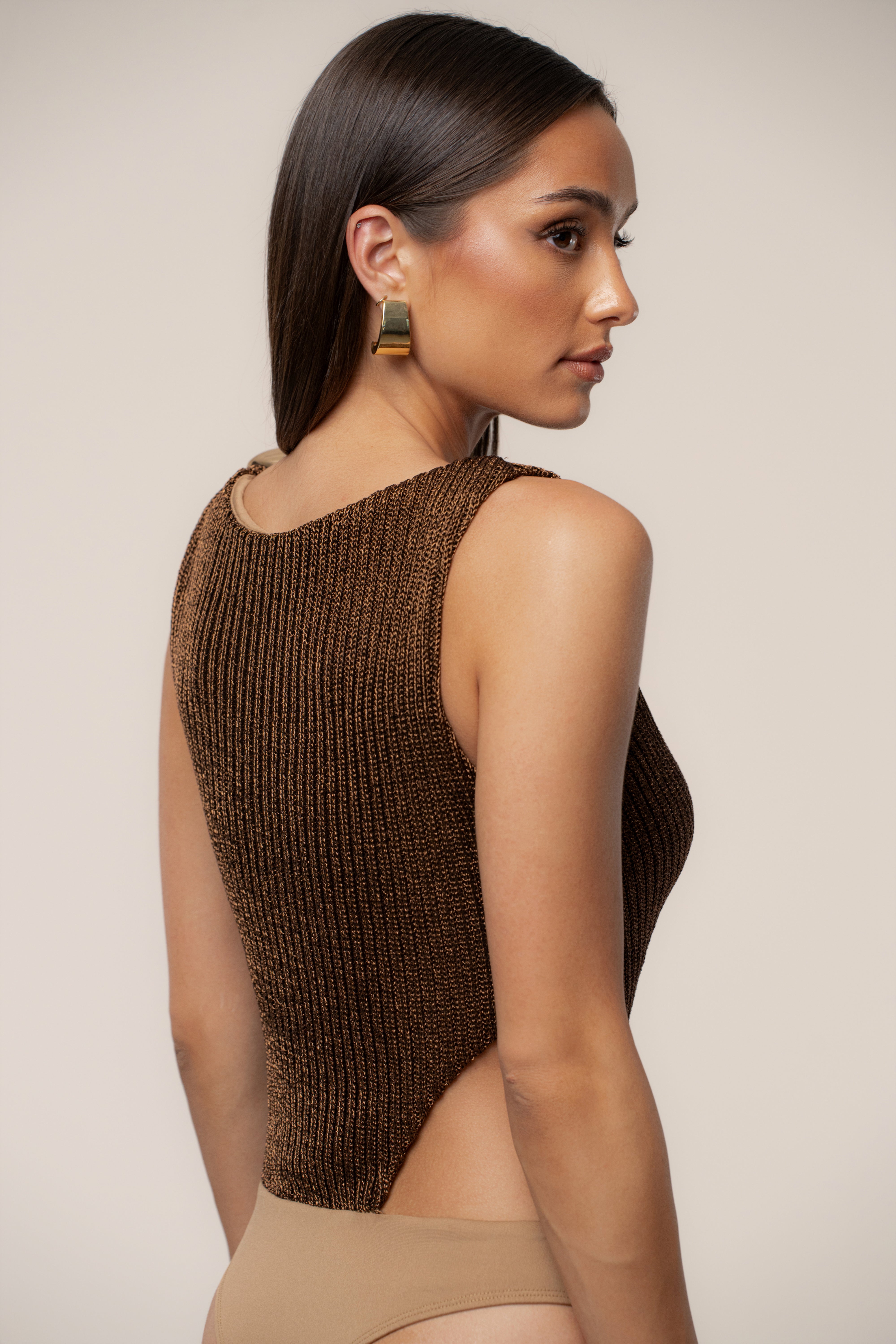 Bronze Luminous Metallic Bodysuit - JLUXLABEL