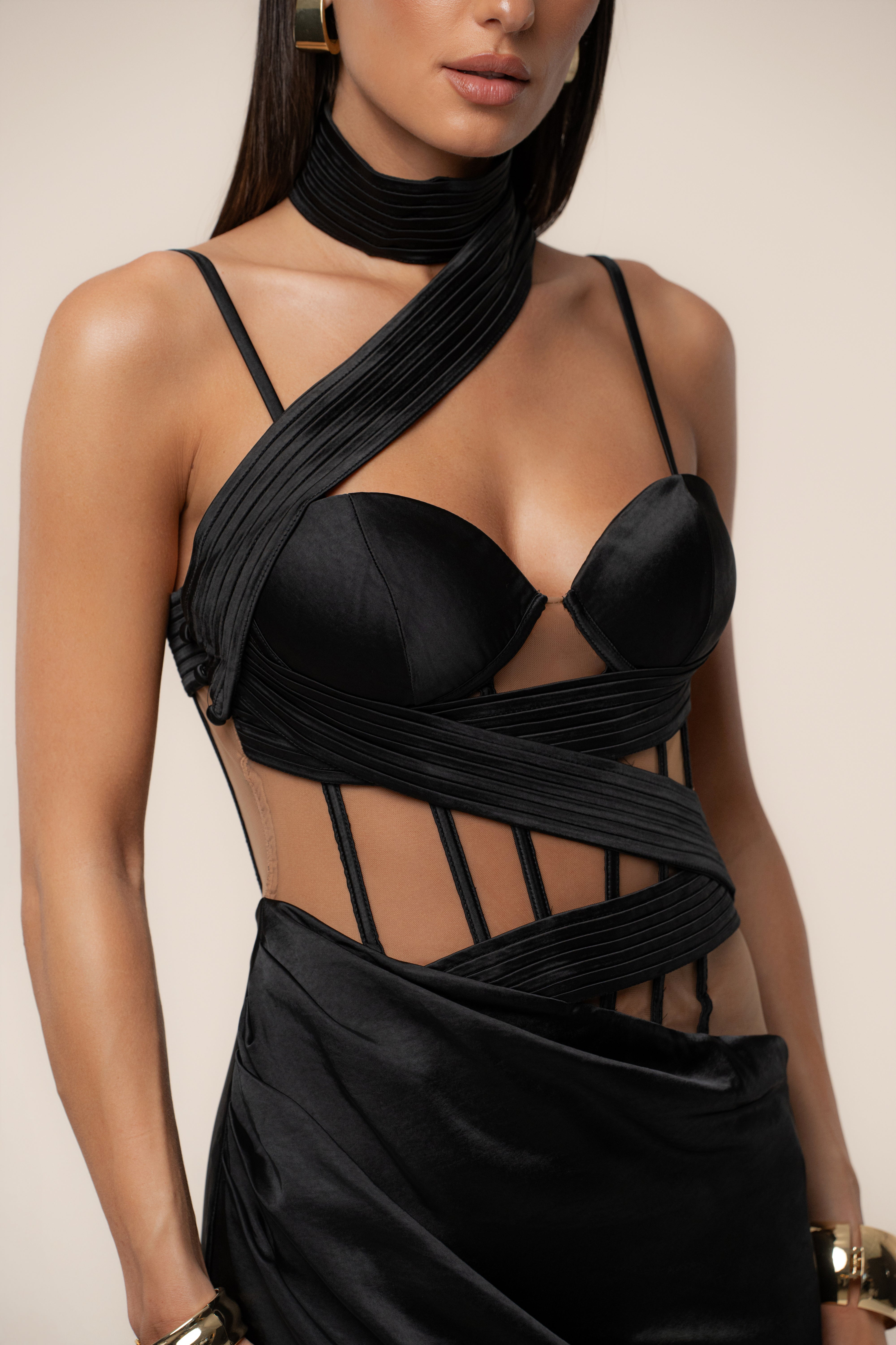 Black Golden Hour Corset Maxi Dress - JLUXLABEL