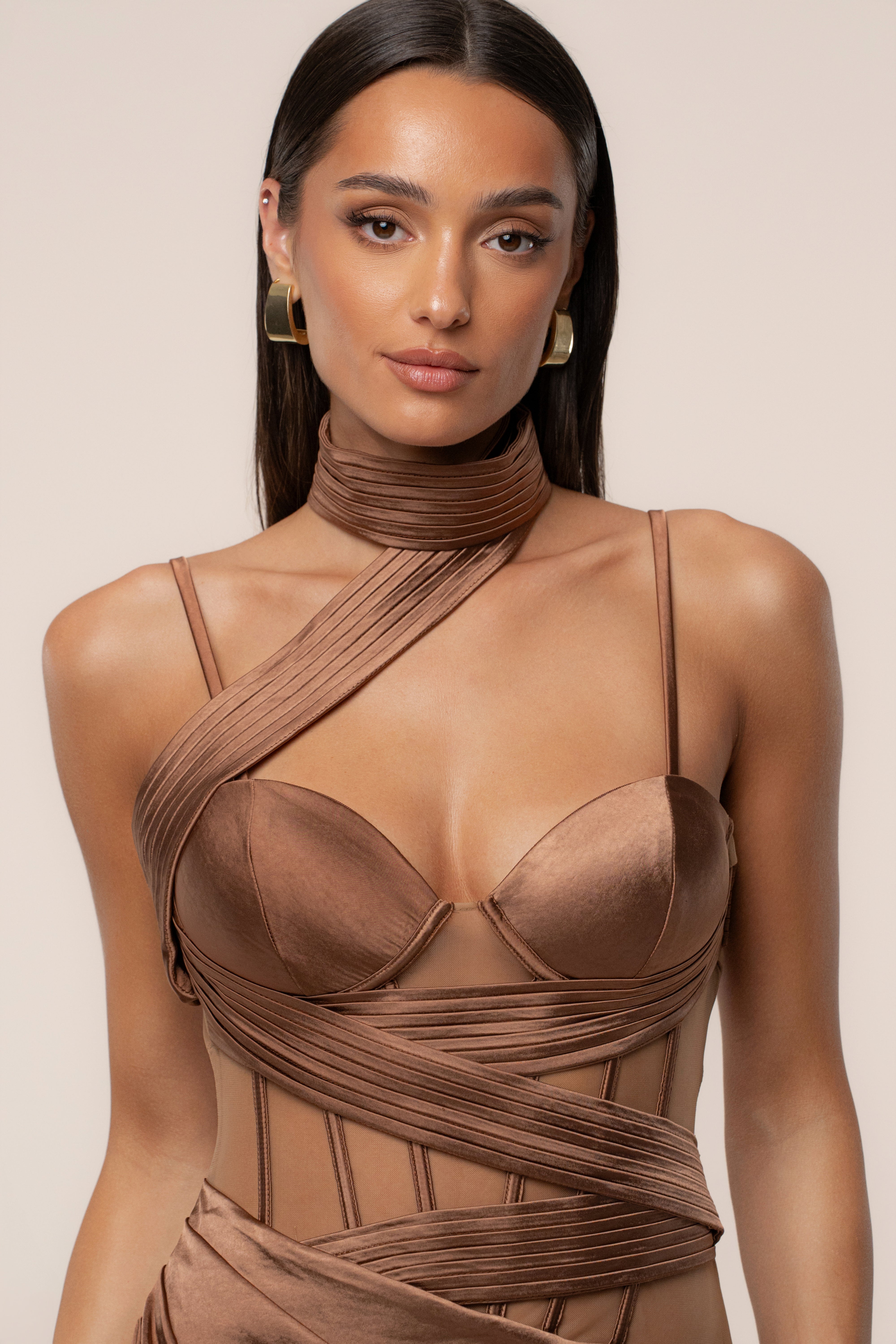 Bronze Golden Hour Corset Maxi Dress - JLUXLABEL