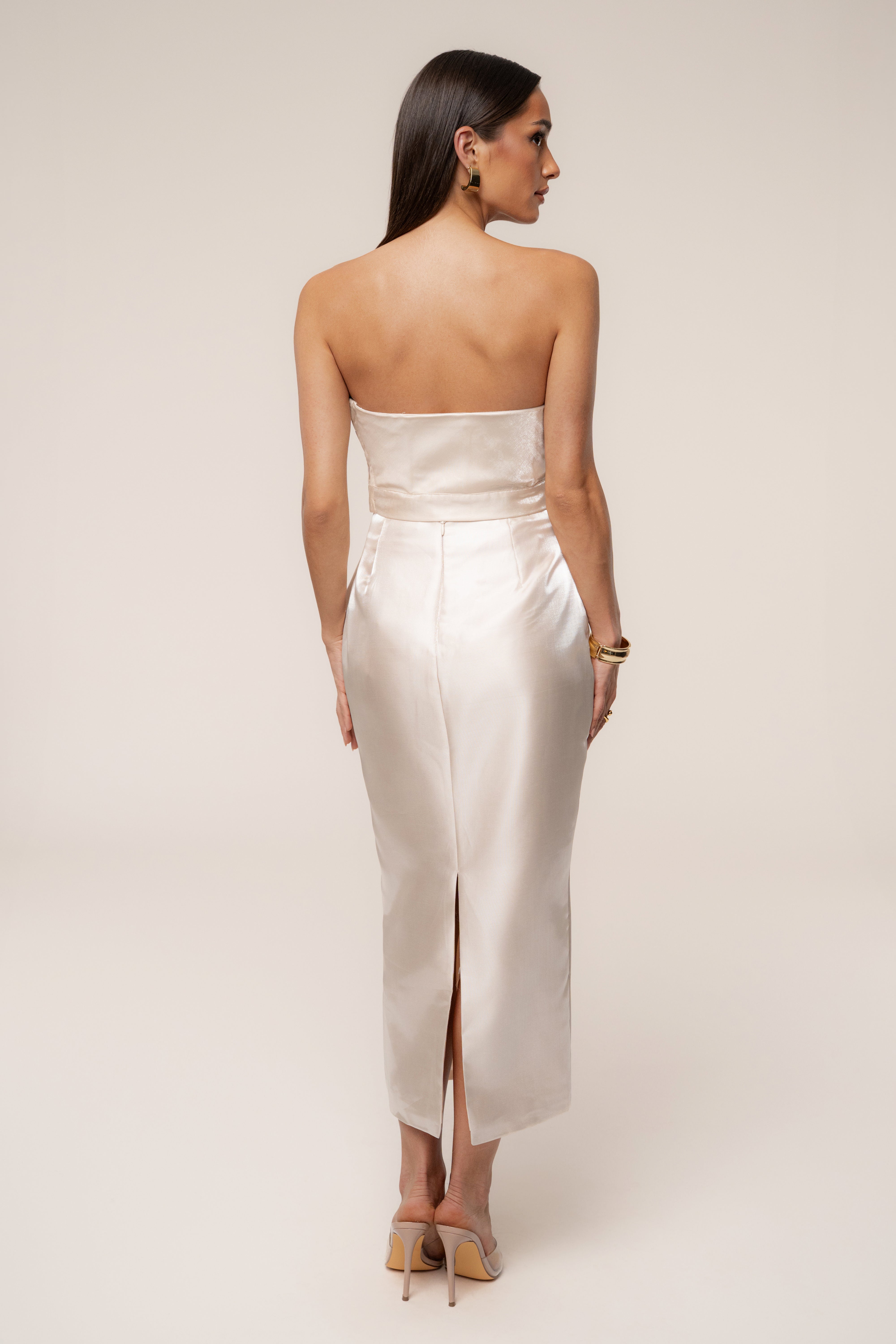 Champagne Reception Pleated Midi Skirt - JLUXLABEL