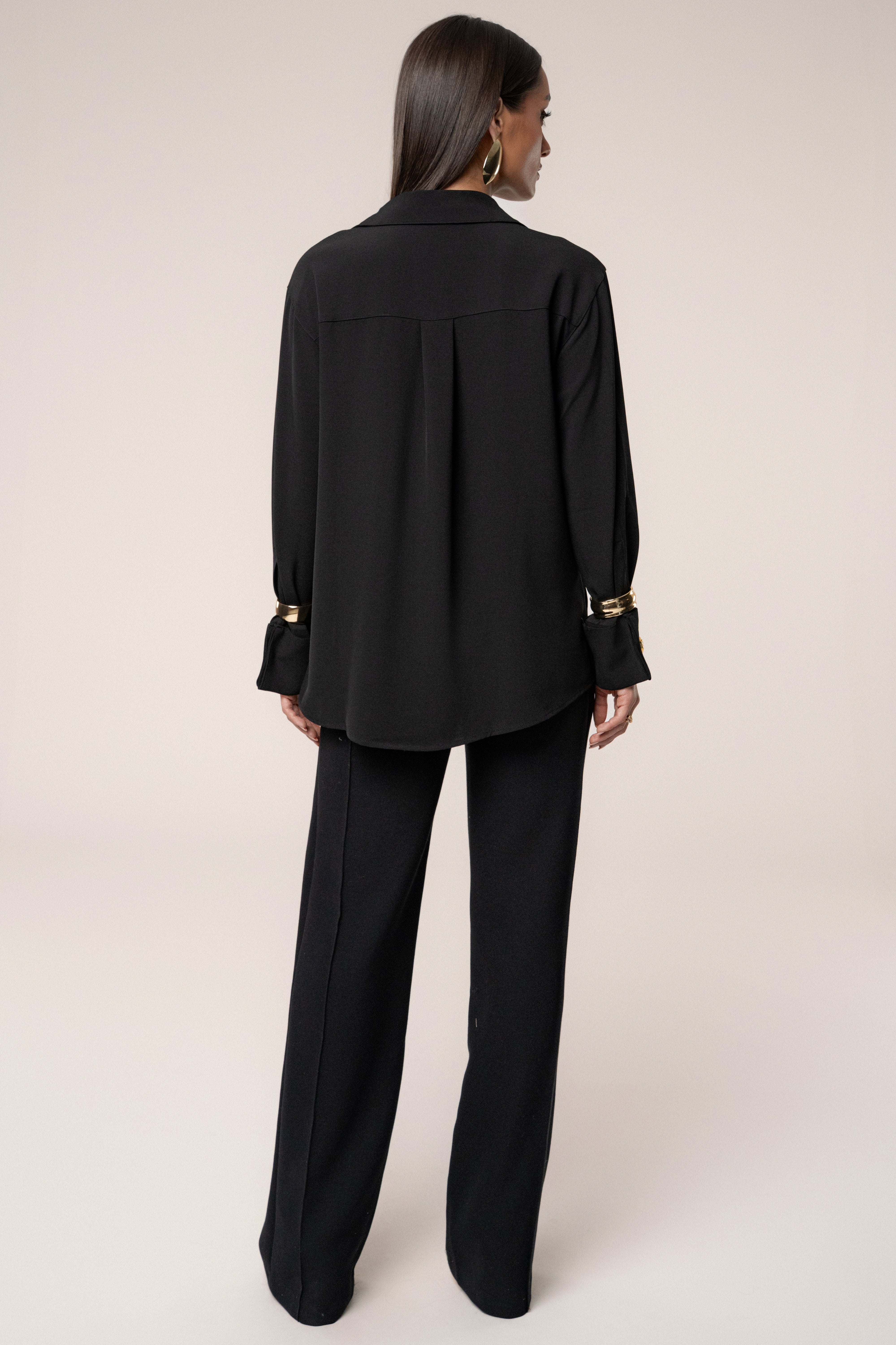 Black Stella Button Up Shirt - JLUXLABEL