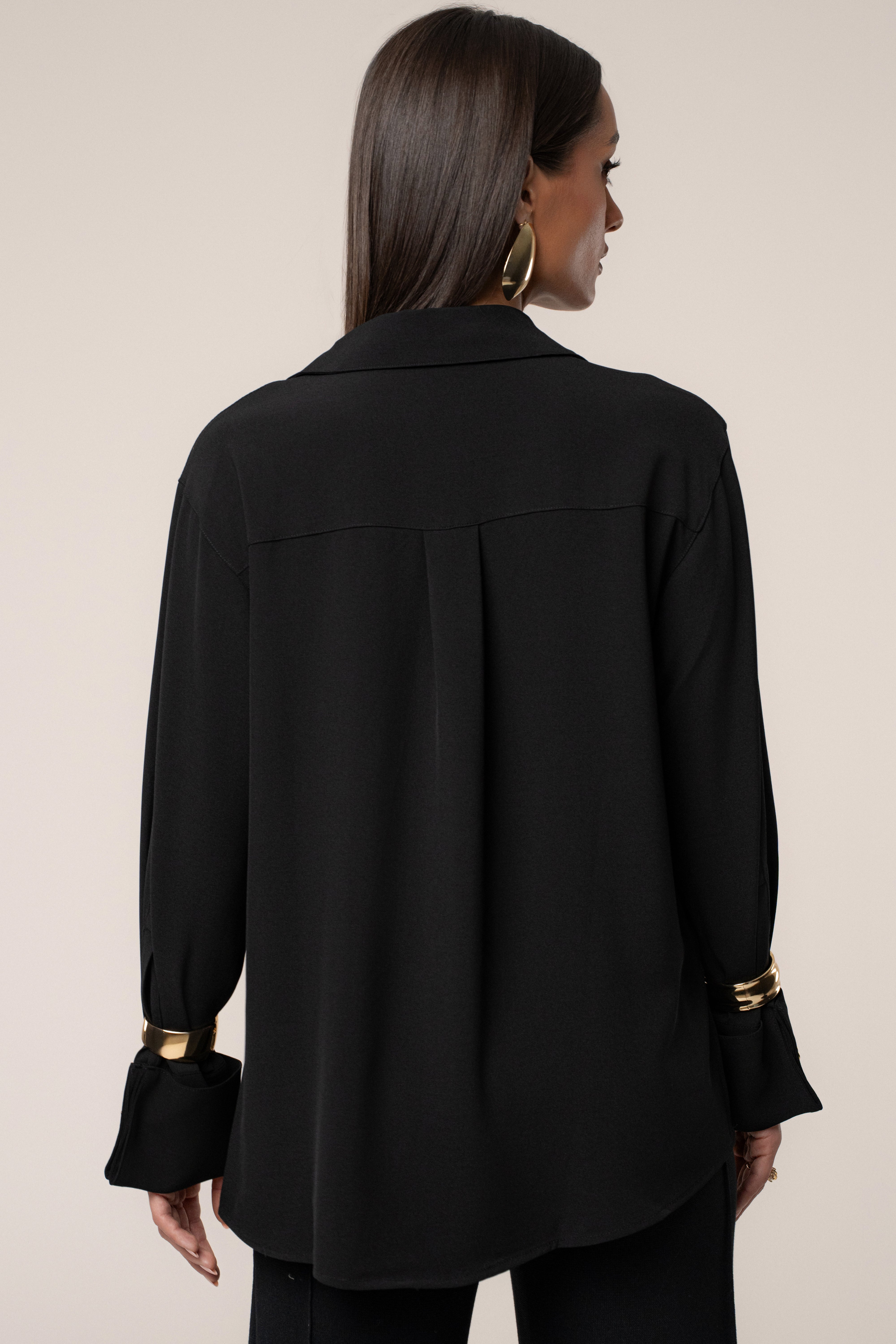 Black Stella Button Up Shirt - JLUXLABEL