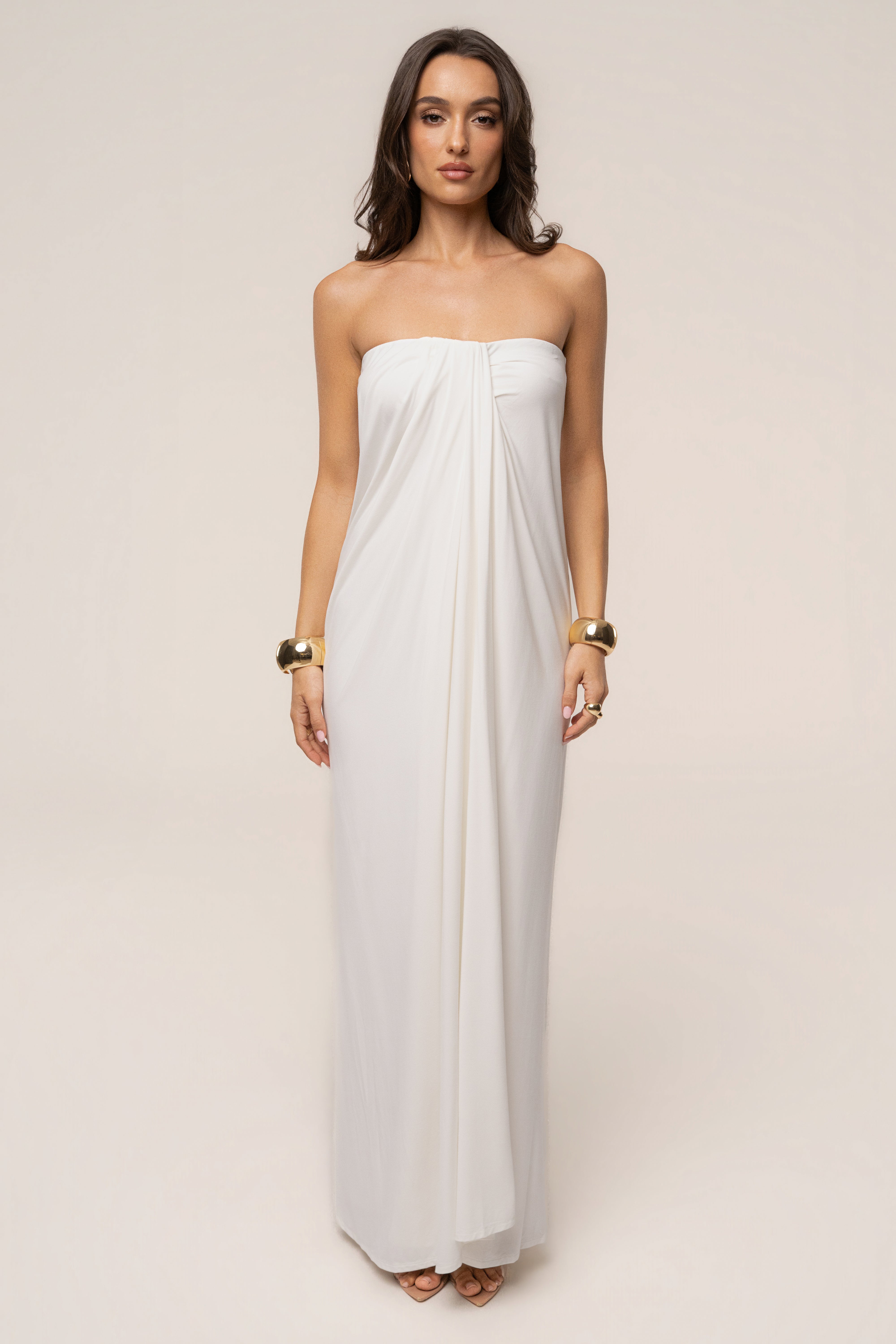Ivory Heatwave Strapless Maxi Dress