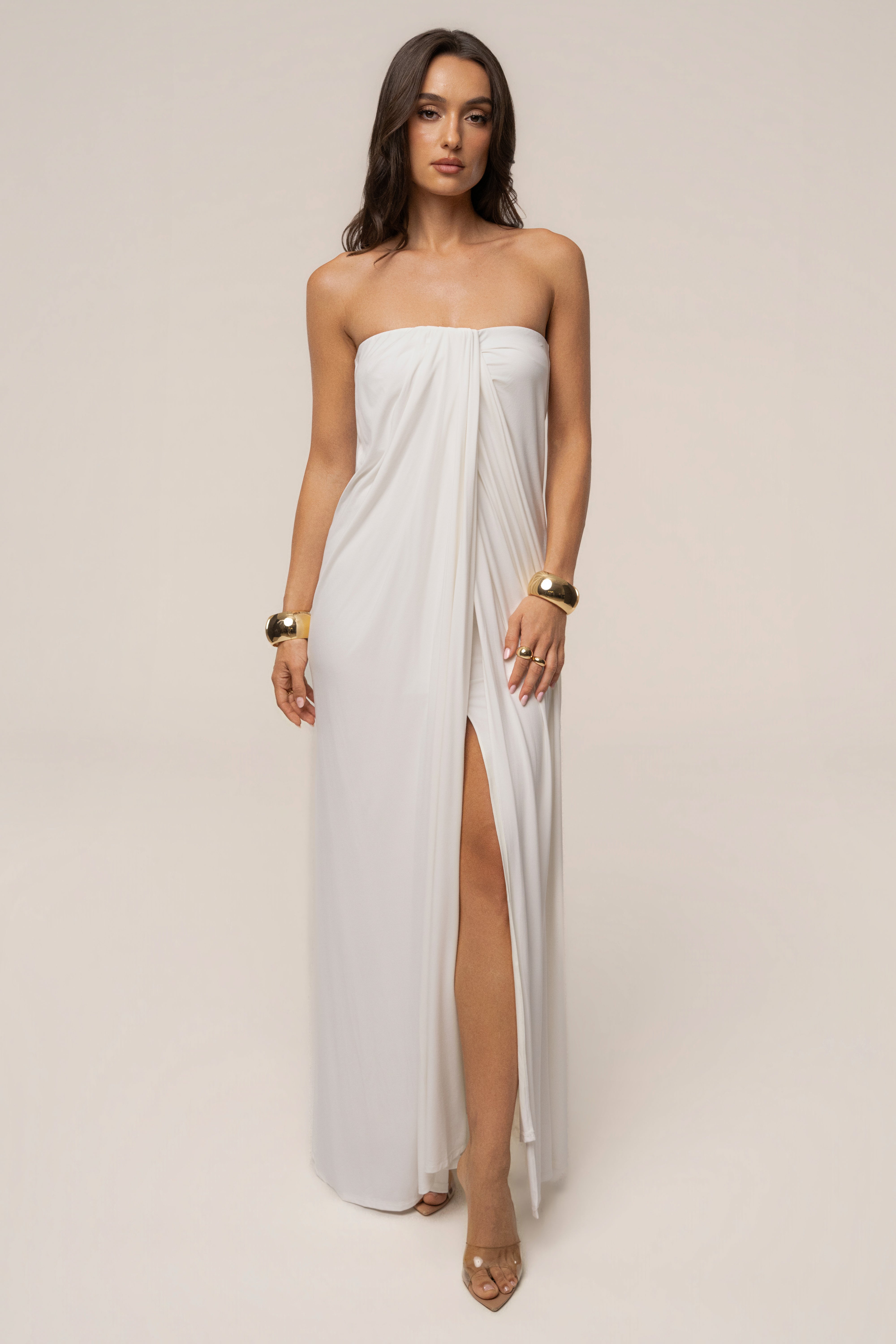 Ivory Heatwave Strapless Maxi Dress