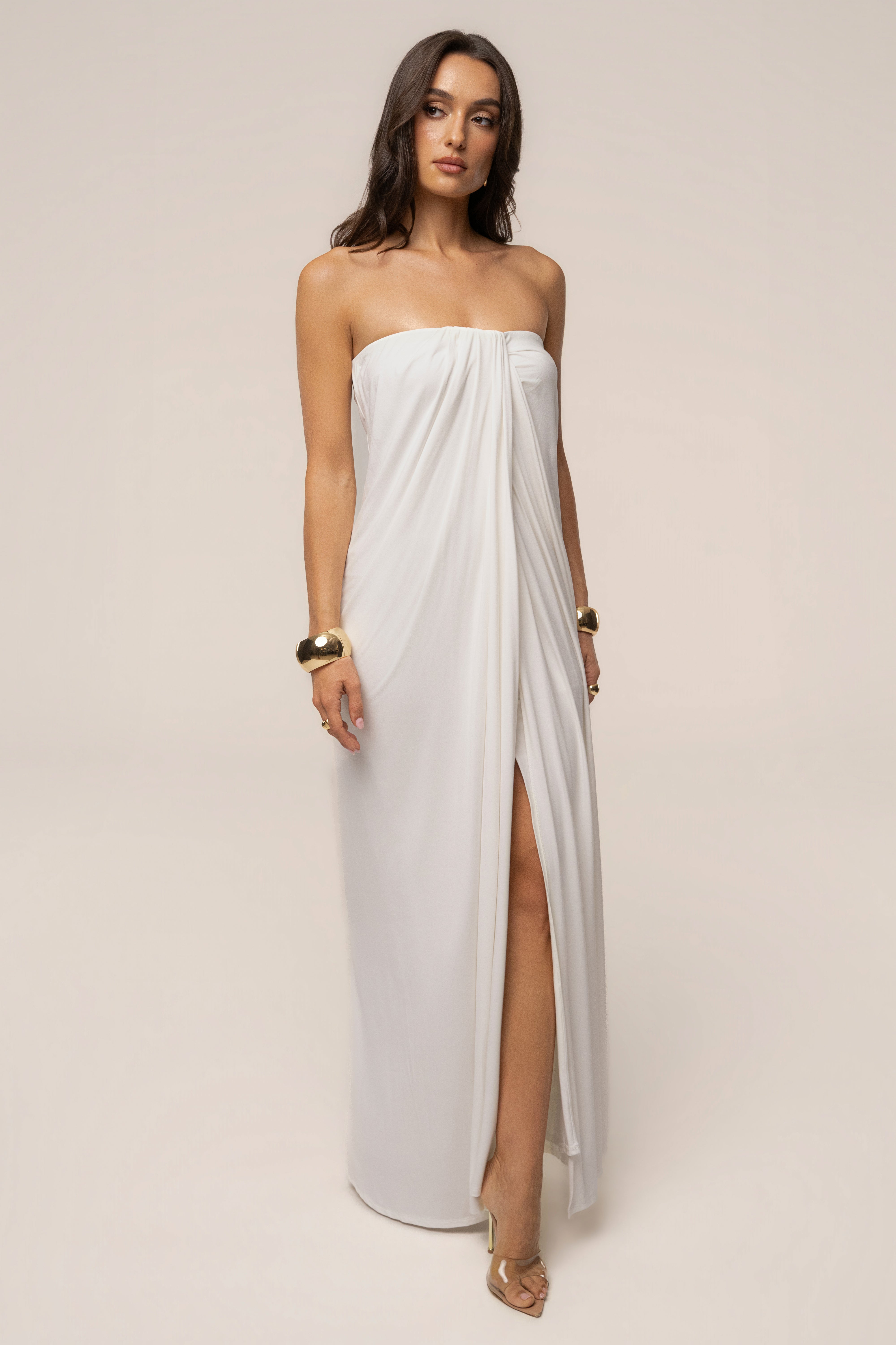 Ivory Heatwave Strapless Maxi Dress