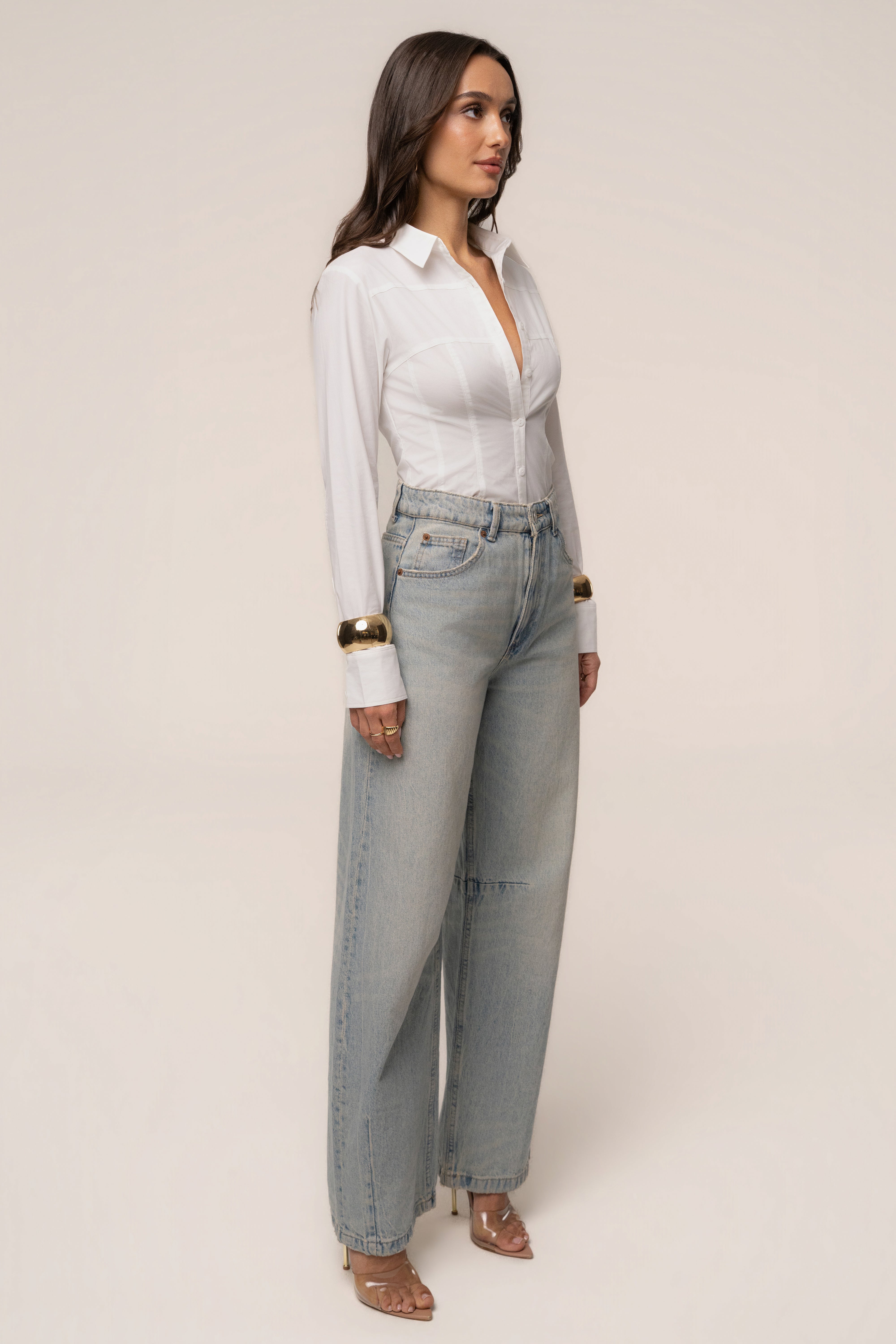 Blouse sculptée boutonnée ivoire