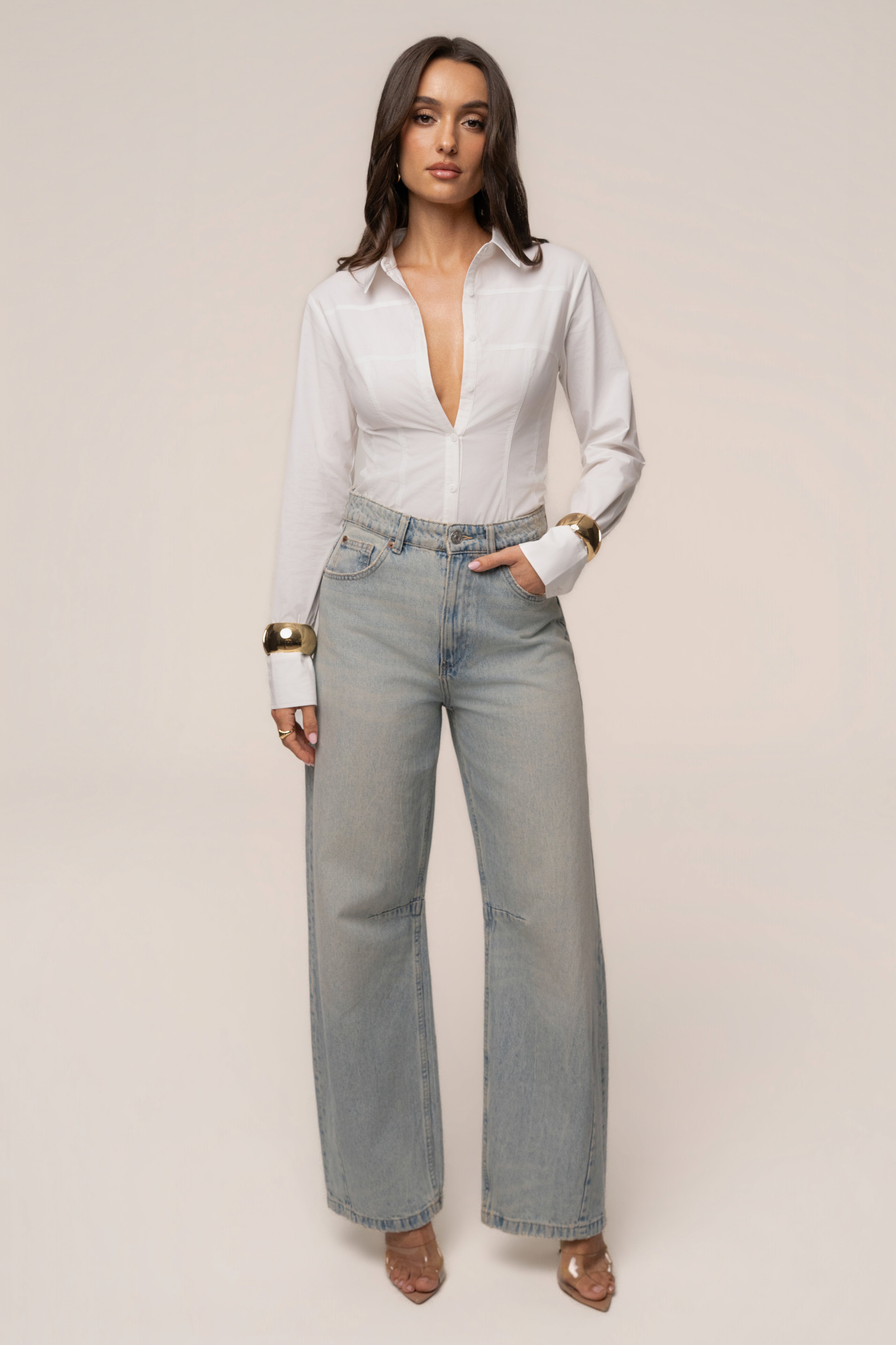 Blouse sculptée boutonnée ivoire