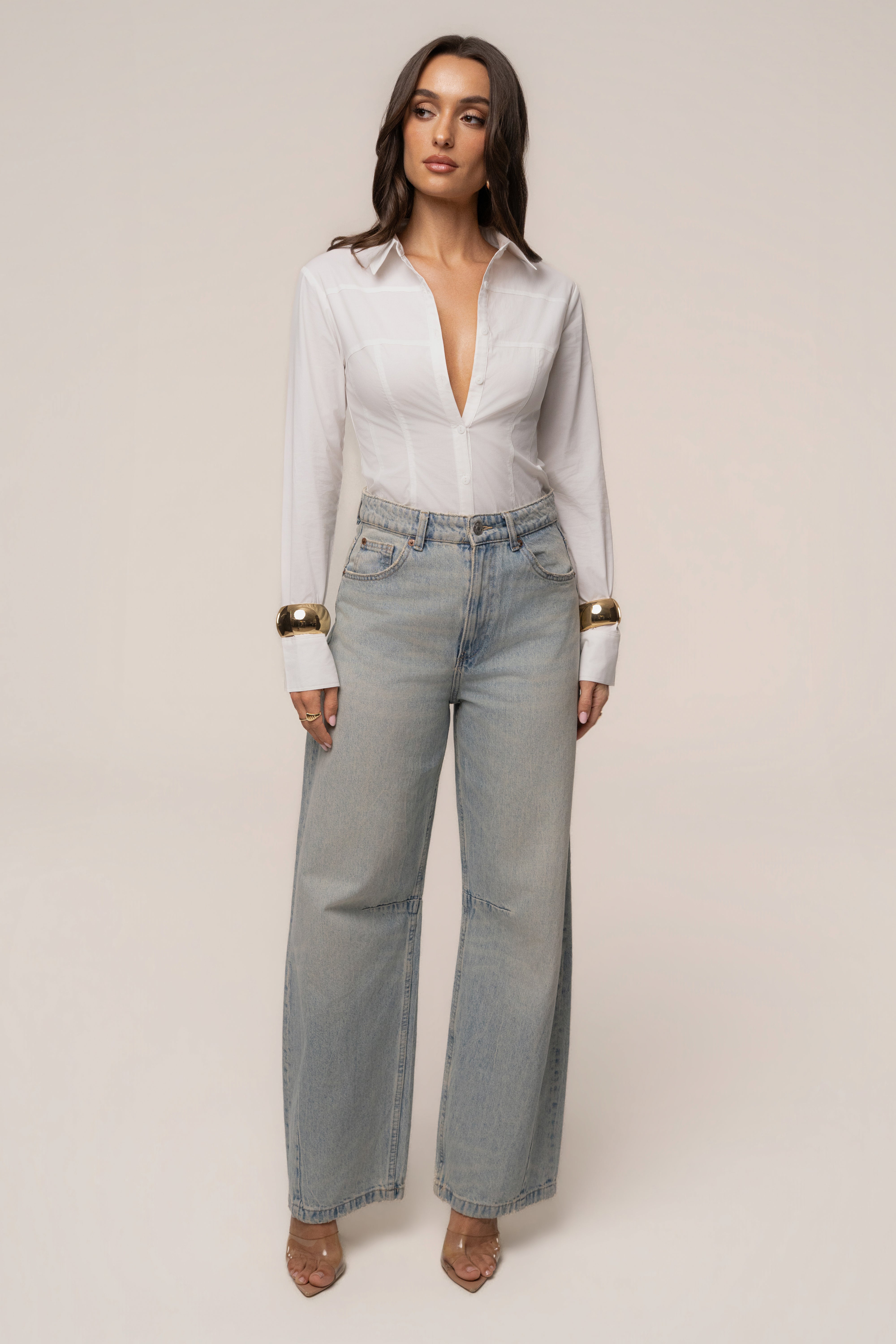 Blouse sculptée boutonnée ivoire
