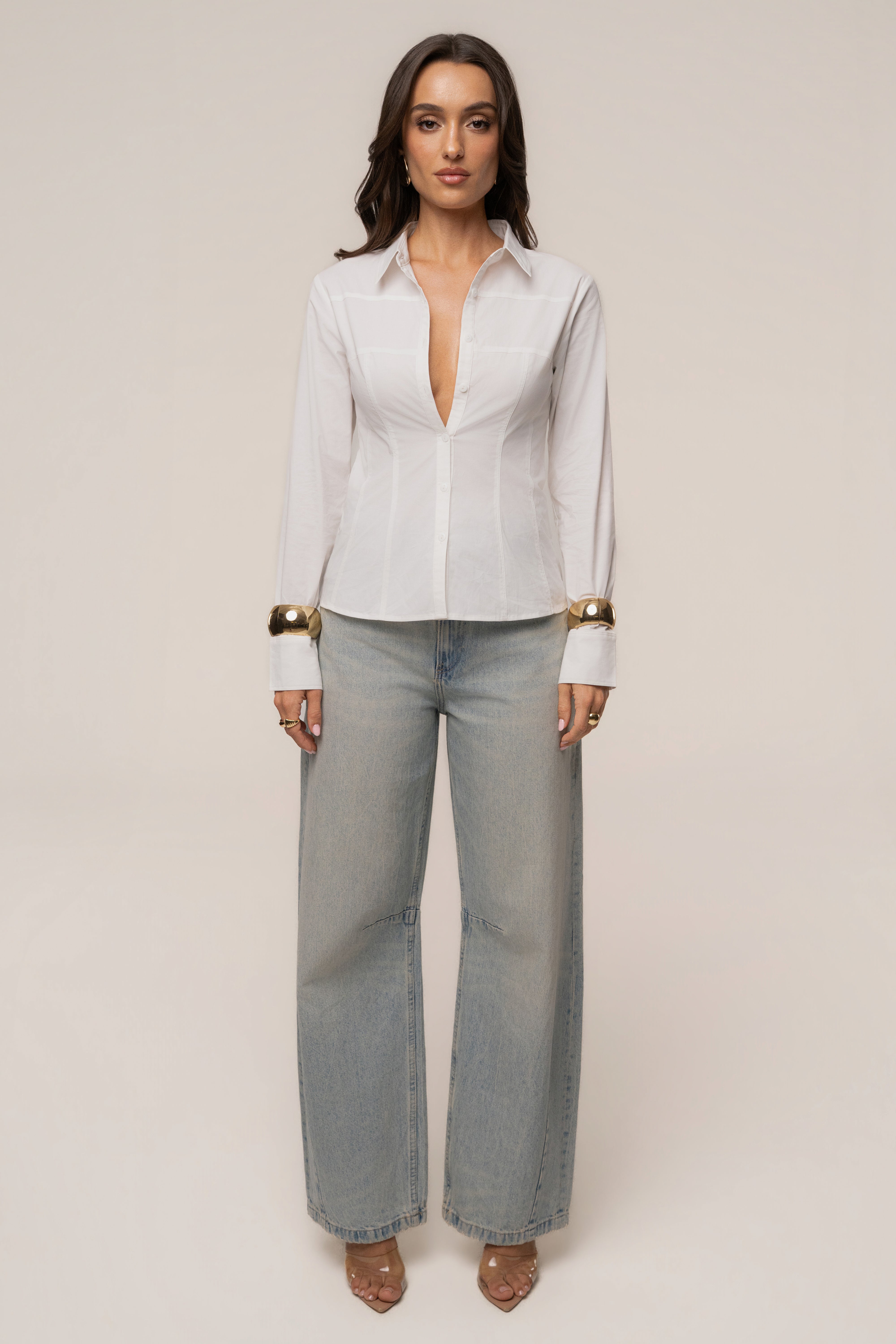 Blouse sculptée boutonnée ivoire