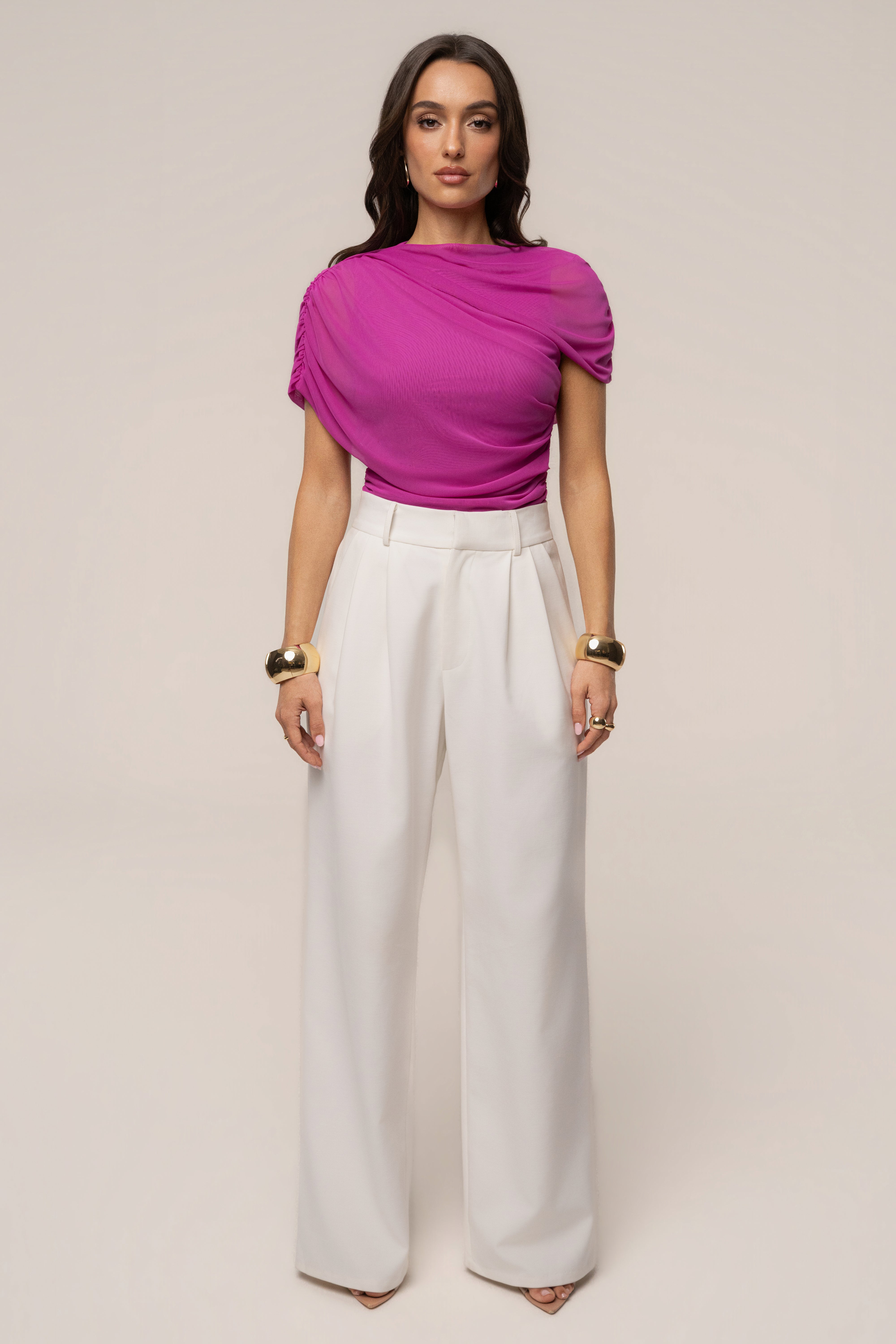 Magenta Marcella Ruched Top