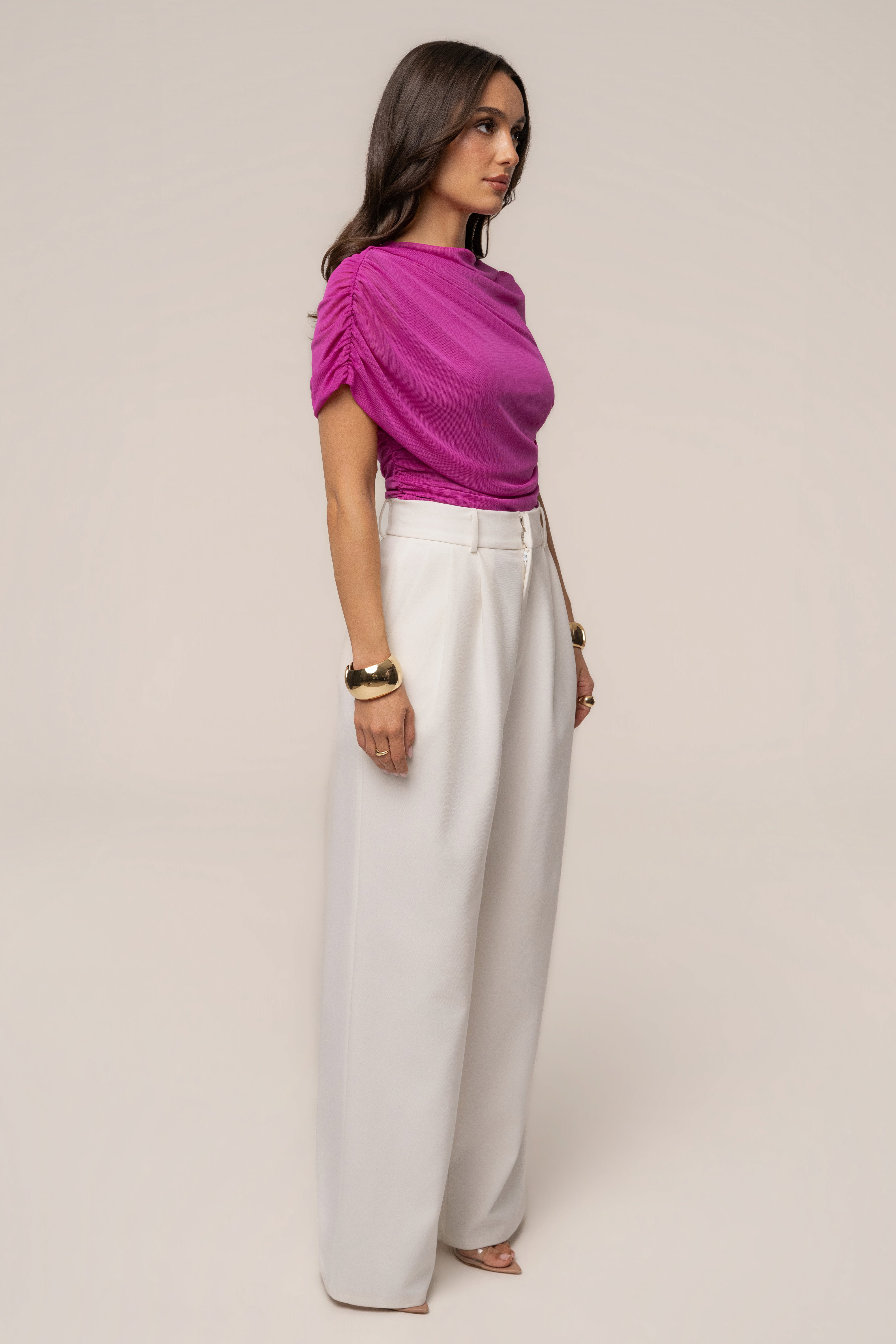 Magenta Marcella Ruched Top