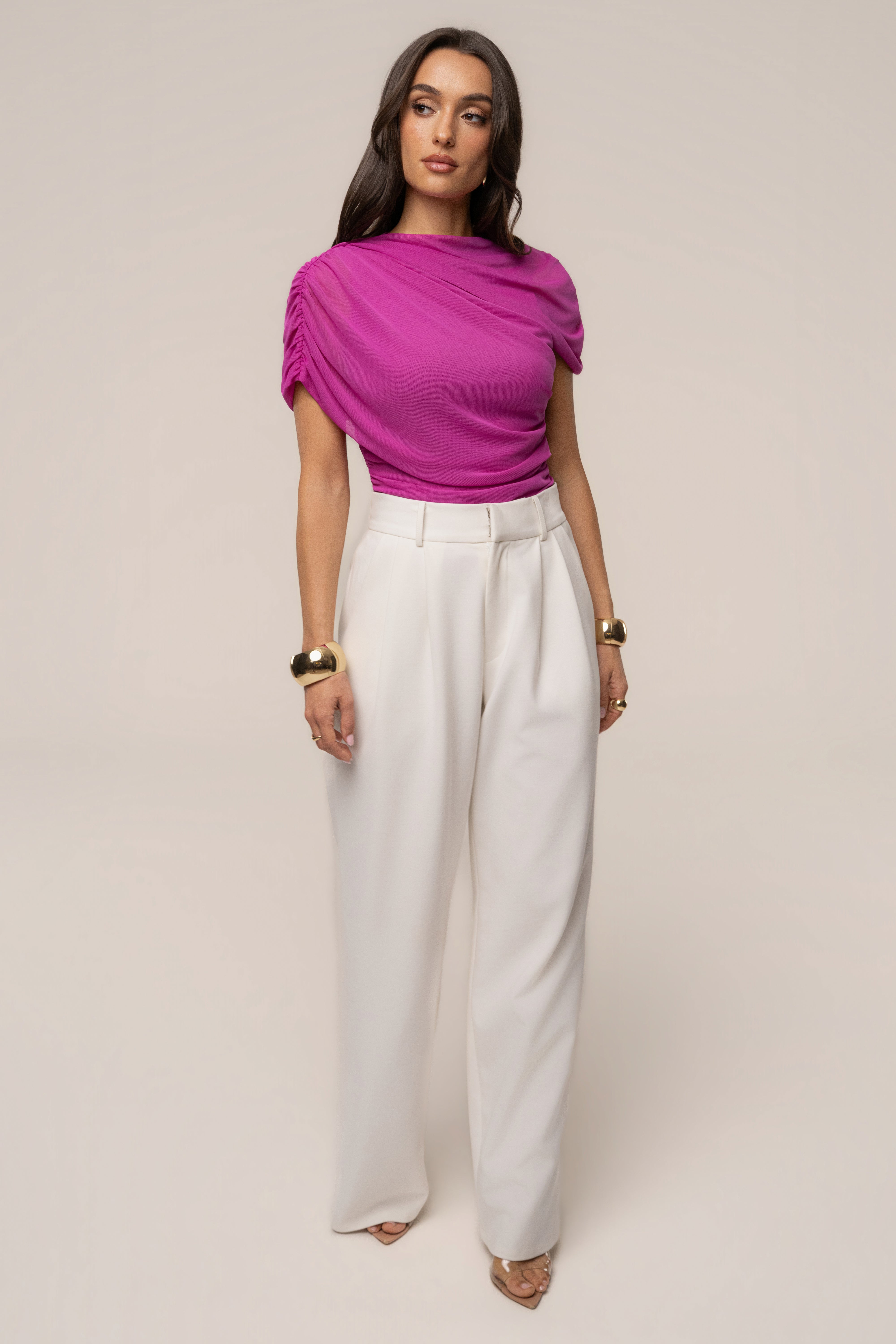 Magenta Marcella Ruched Top