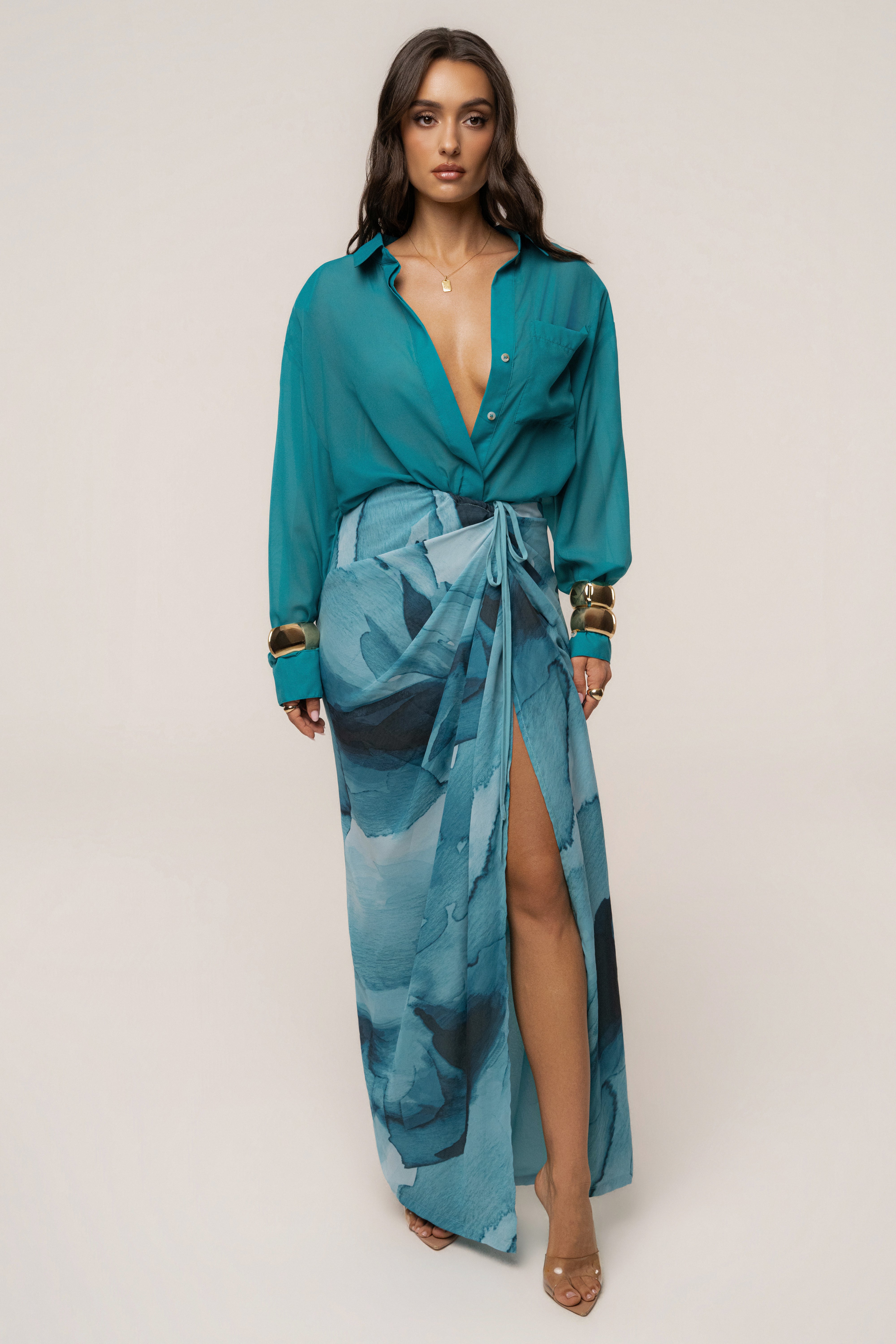 Blue Abstract Noelia Printed Skirt