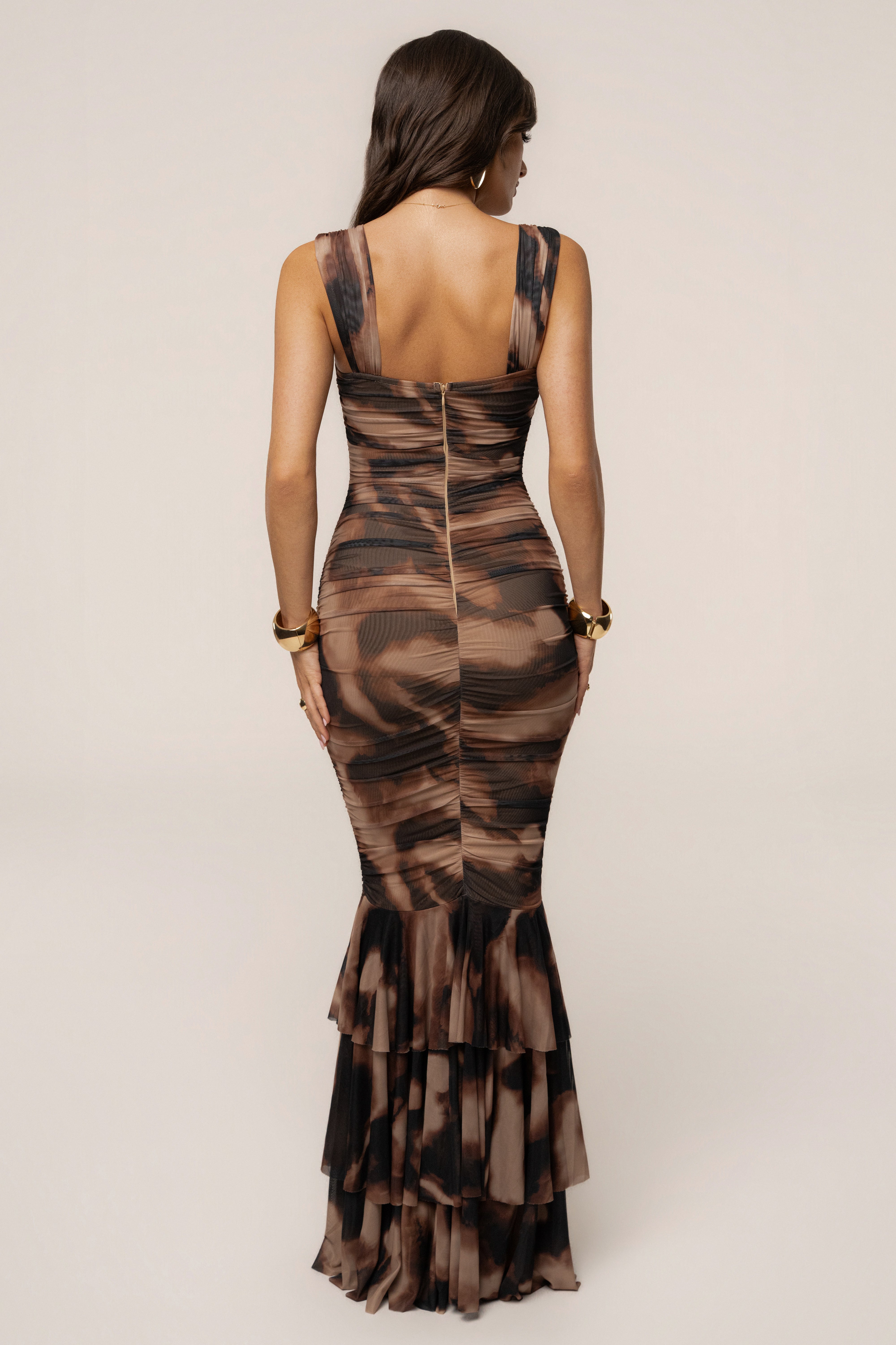 Animal print petal radiance maxi dress by JLUXLABEL, flowing dress with floral petal pattern and elegant silhouette.