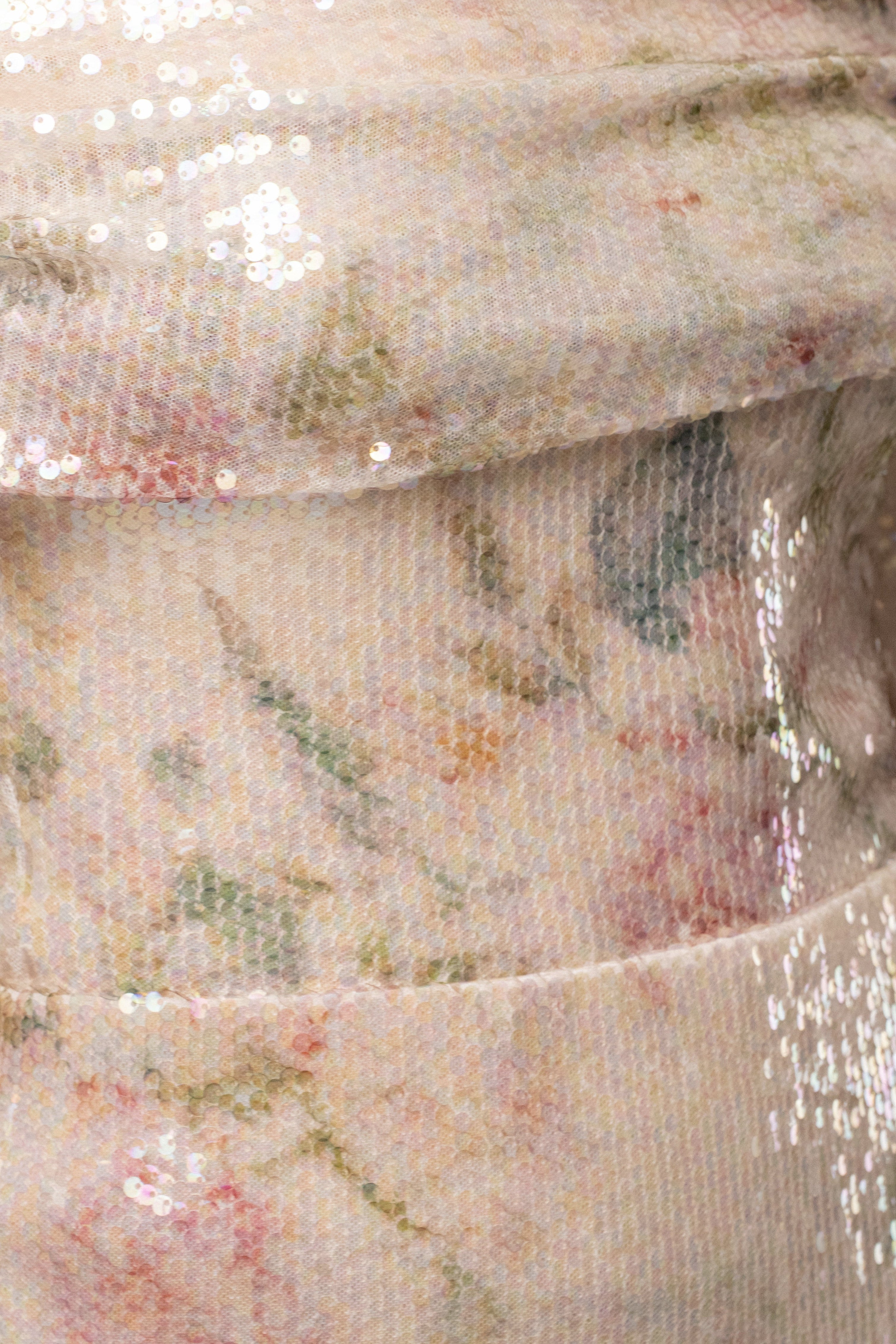 Ivory floral Villa Nights sequin bodysuit by JLUXLABEL, showcasing intricate floral embroidery and shimmering sequin details.