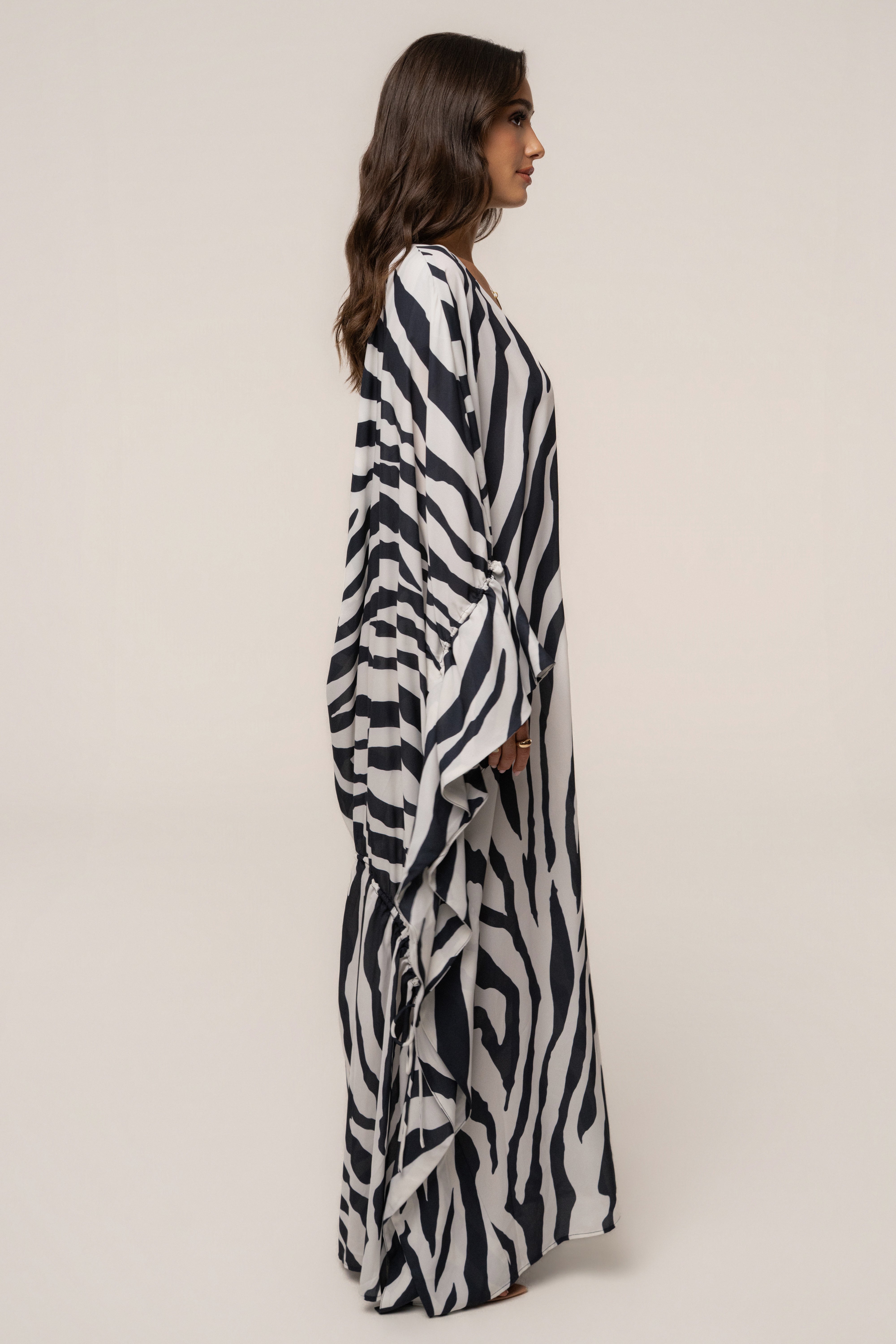 Navy zebra print sheer cover-up dress by JLUXLABEL with flowy fabric and stylish design for a beach or casual look.