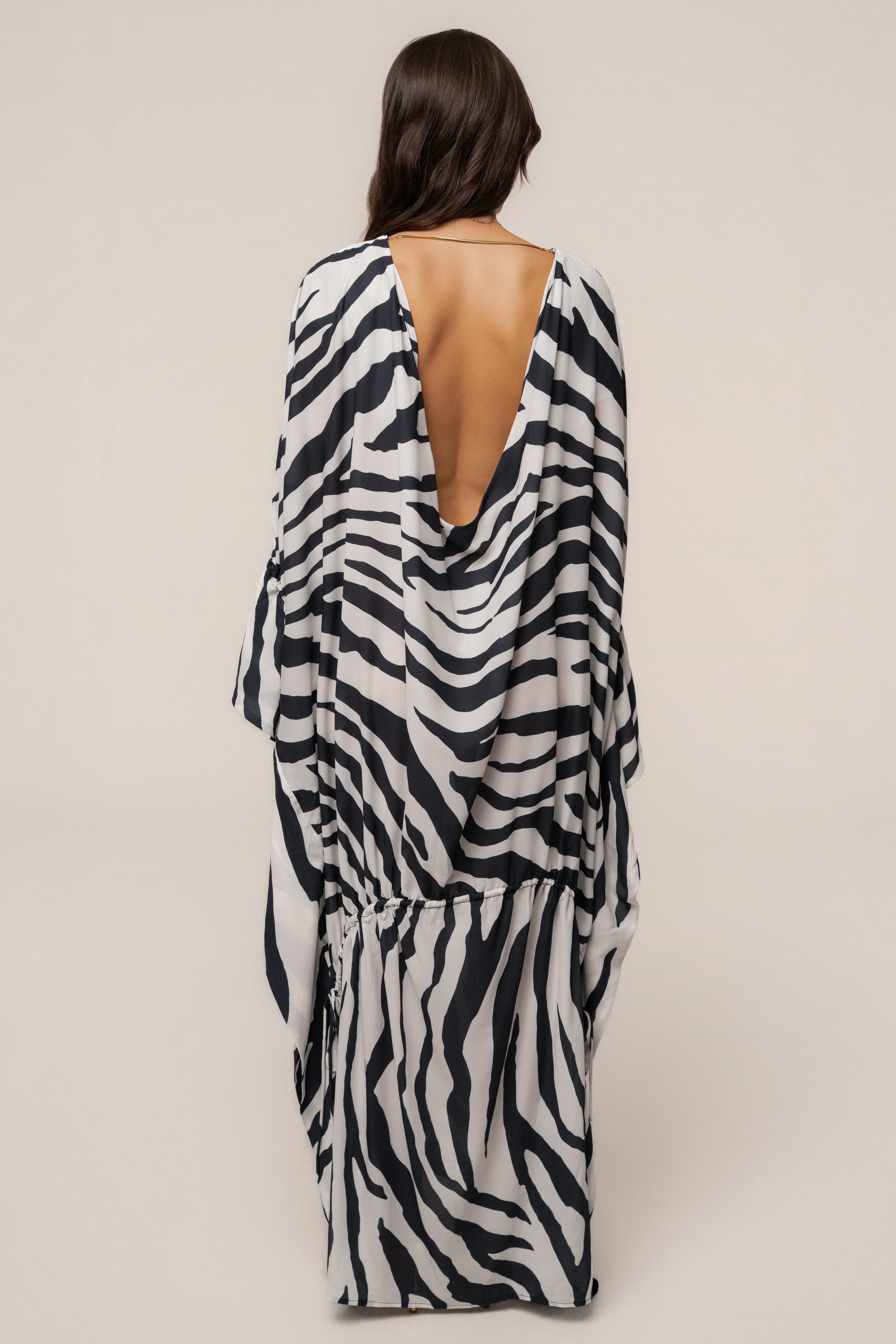 Navy zebra print Sienna sheer cover-up dress by JLUXLABEL, flowing lightweight fabric with a relaxed fit and stylish design.