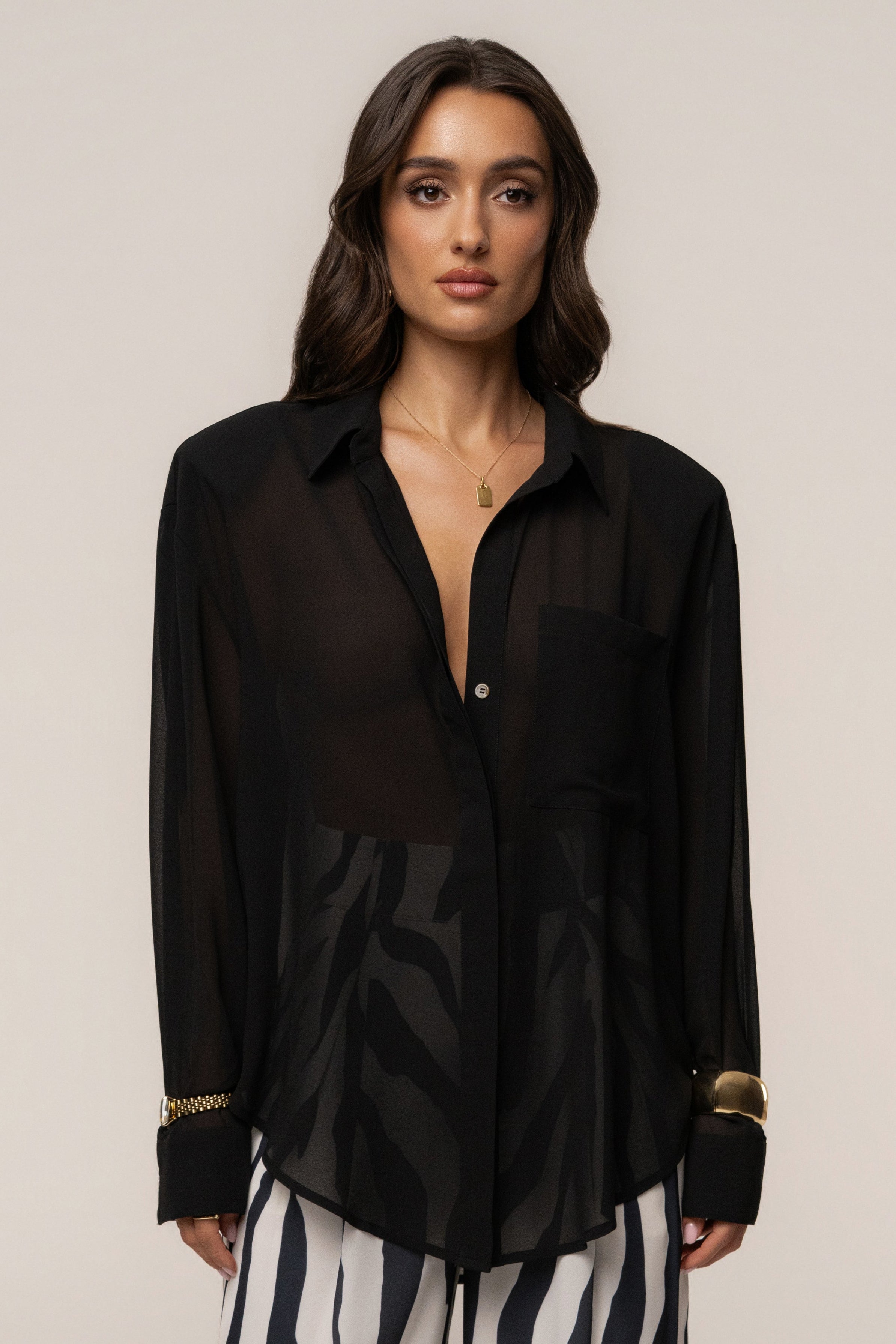 Black Fierce Form Button-Down Shirt