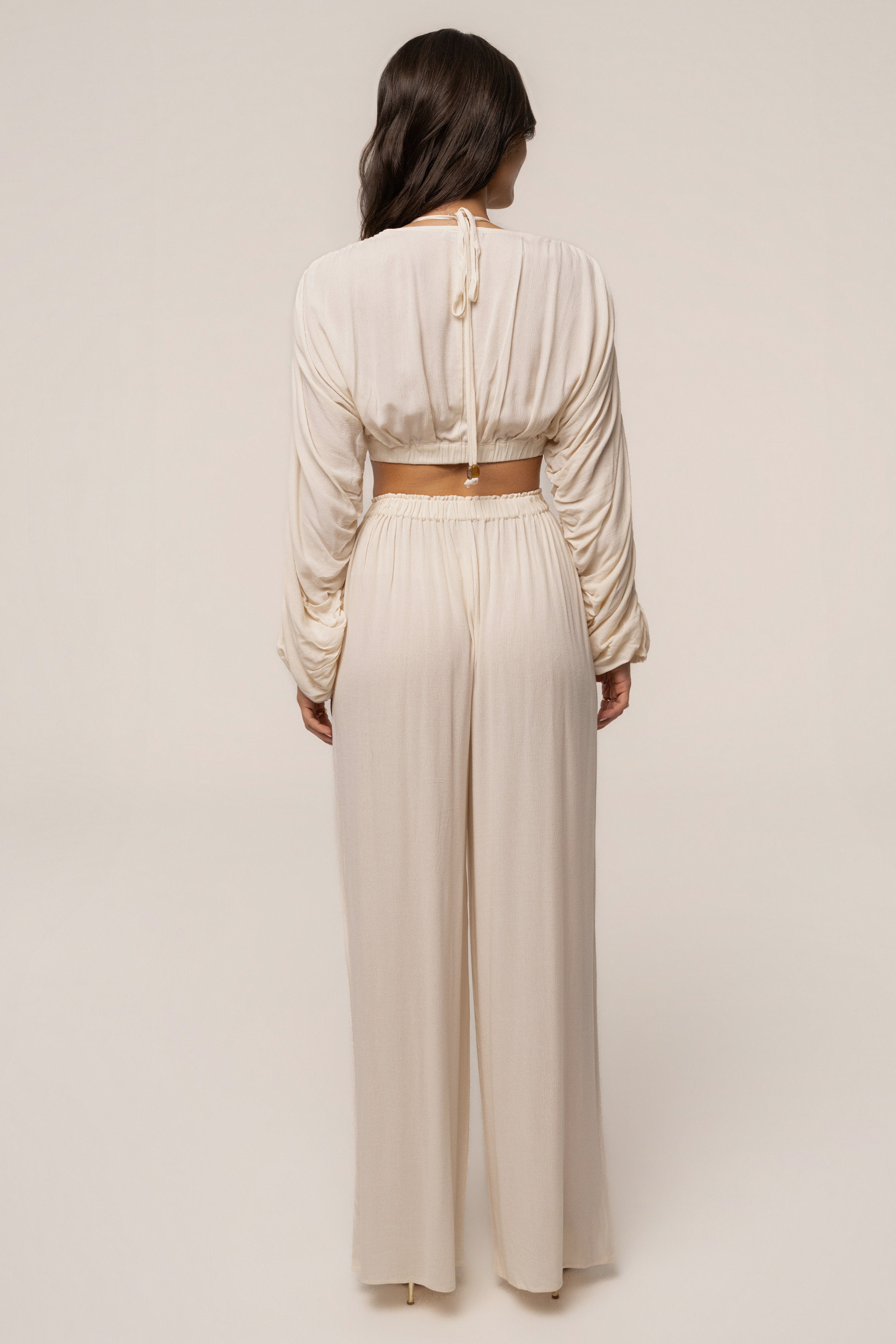 Cream Island Breeze pant set by JLUXLABEL featuring a relaxed fit, comfortable fabric, and stylish design for casual wear.