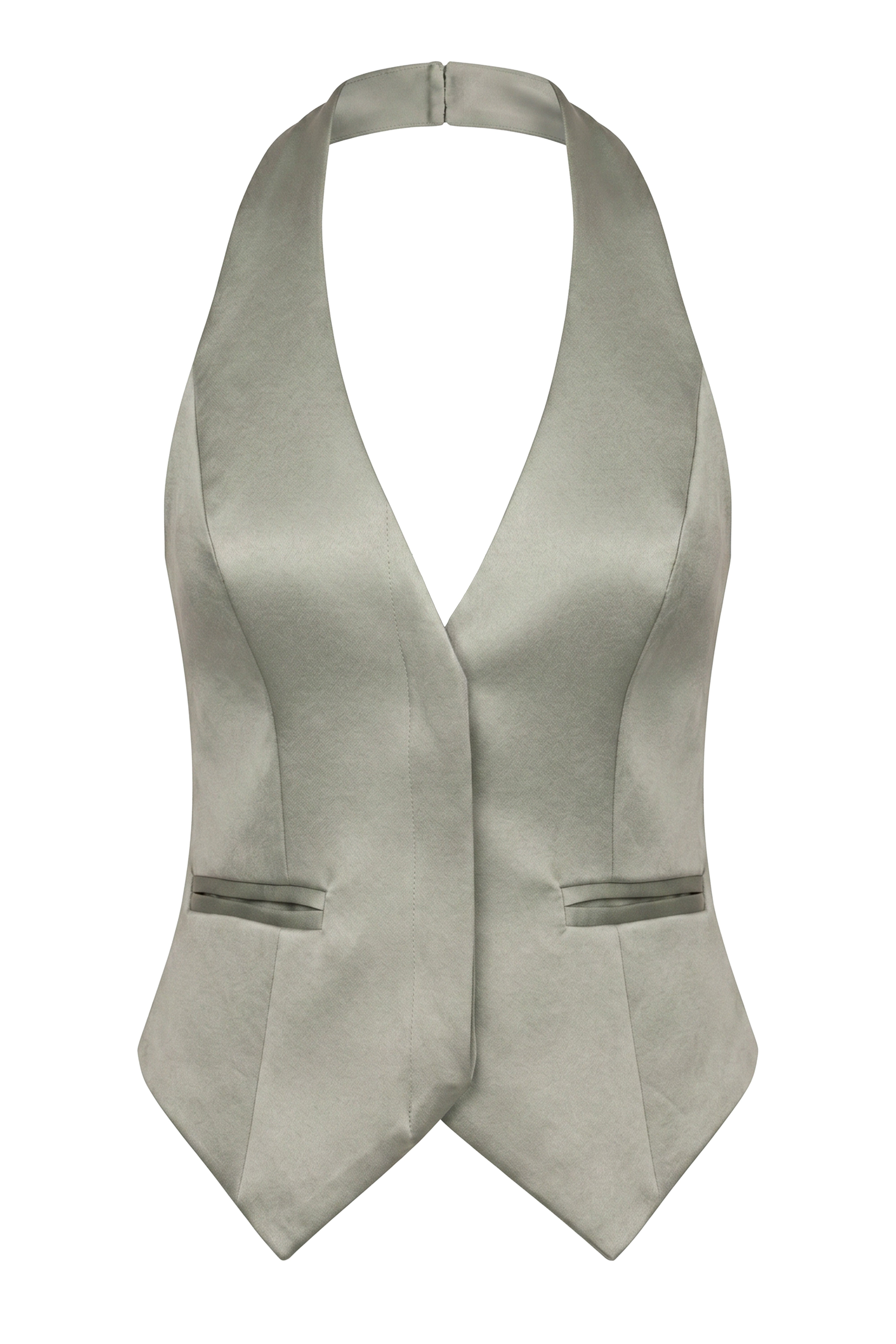JLUXLABEL Sage City Nights satin vest, stylish sleeveless top with smooth satin fabric and elegant design.