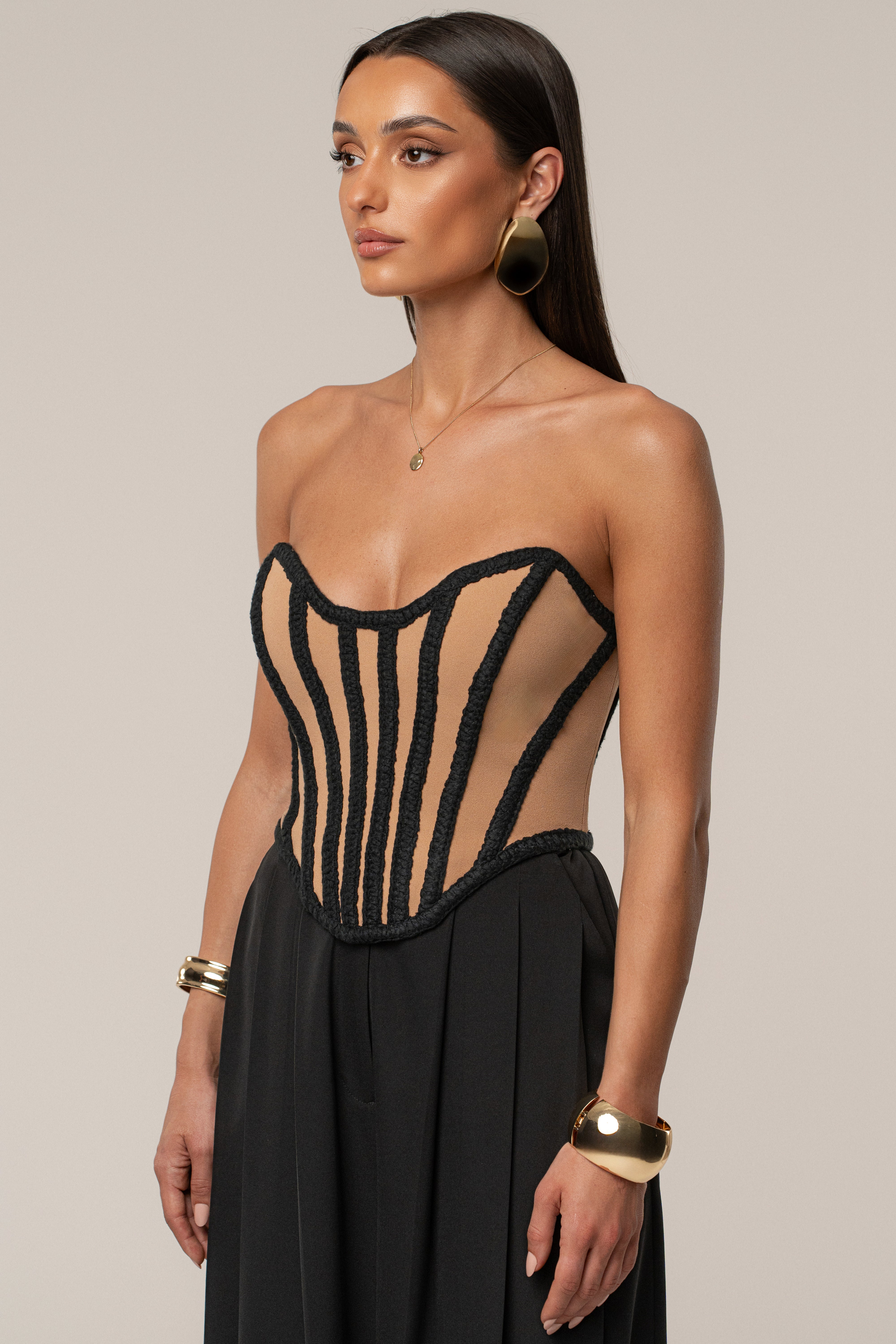 Black Cassis Braided Corset - JLUXLABEL