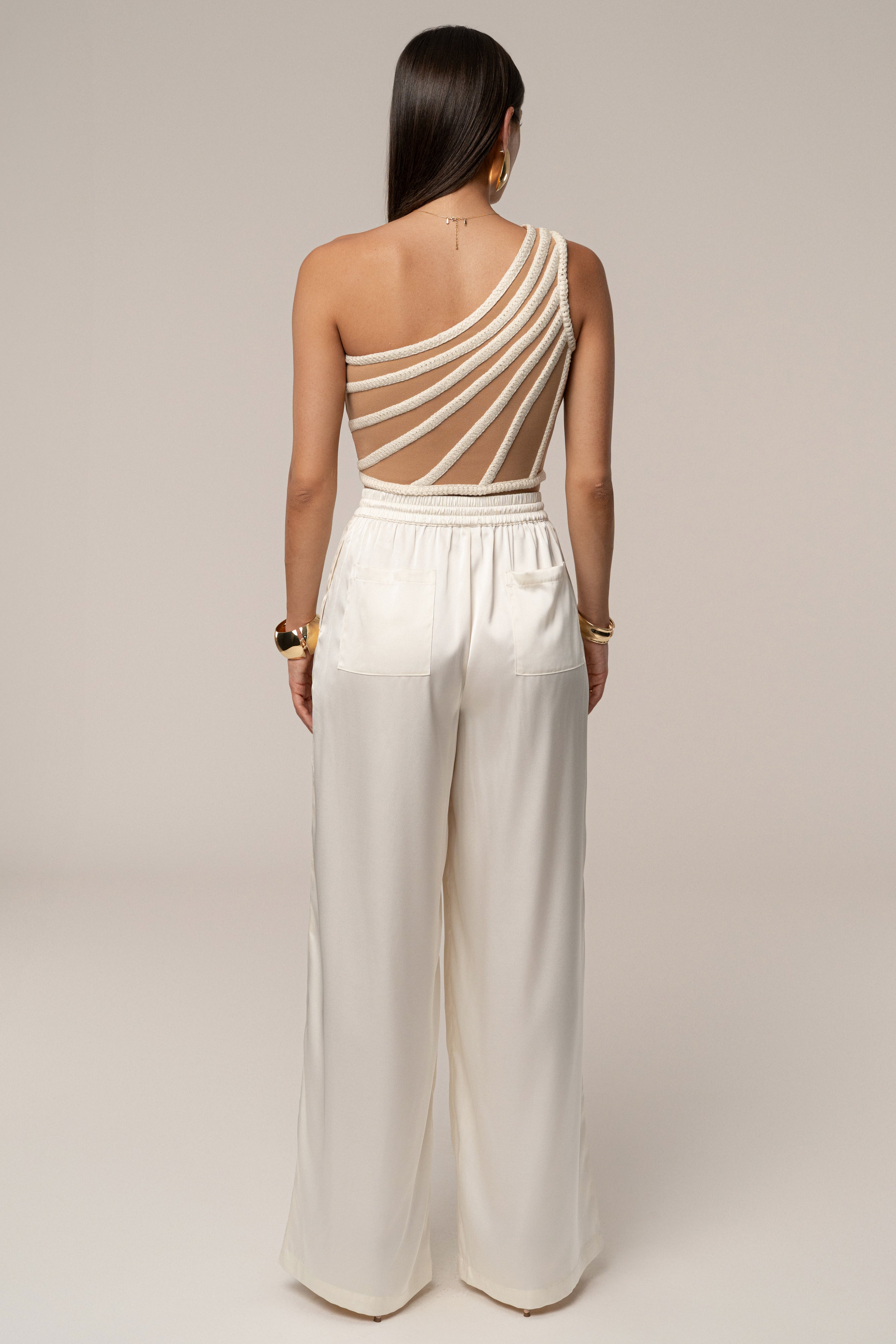 Ivory Braided One Shoulder Top - JLUXLABEL