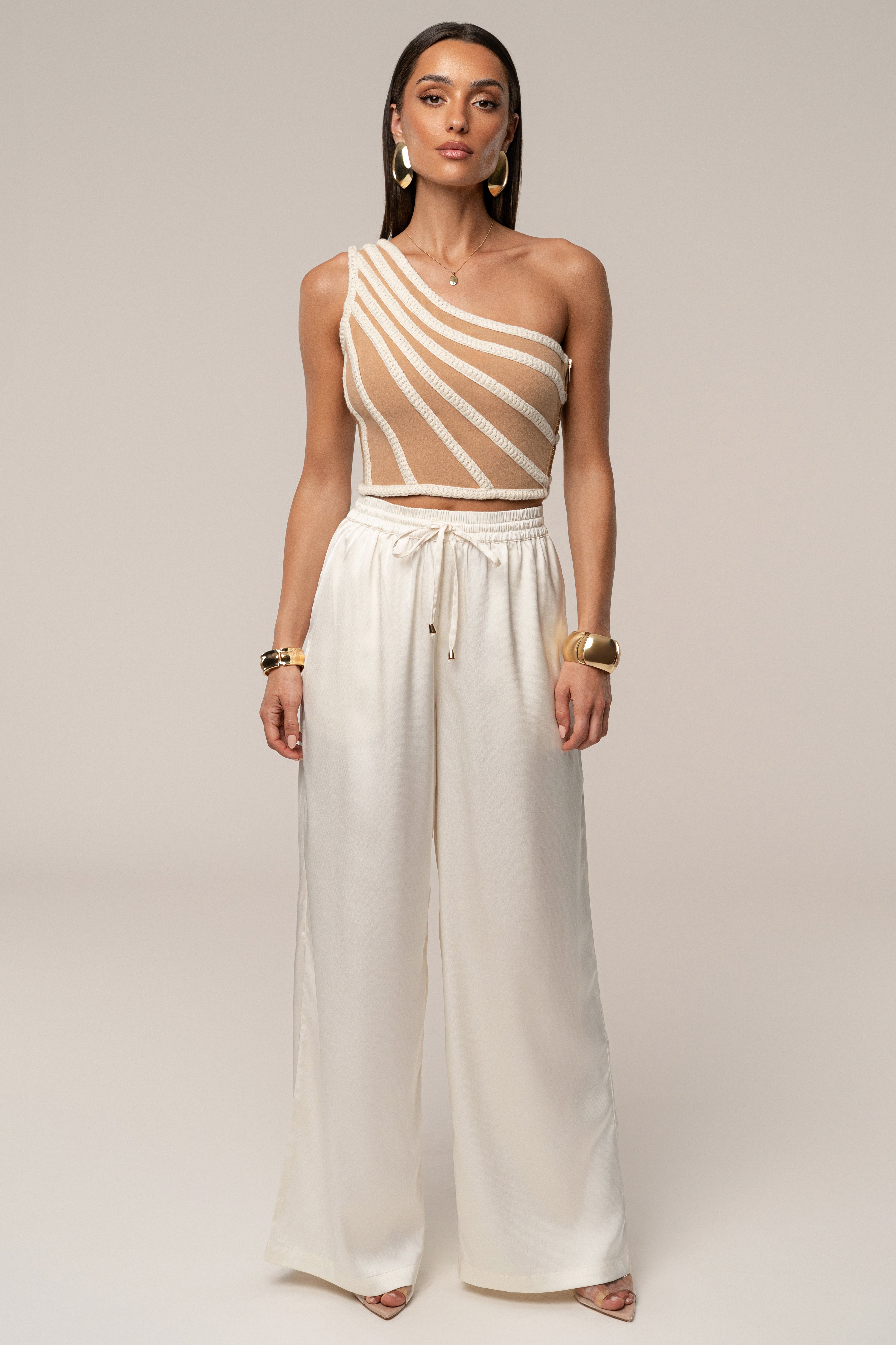 Ivory Braided One Shoulder Top - JLUXLABEL