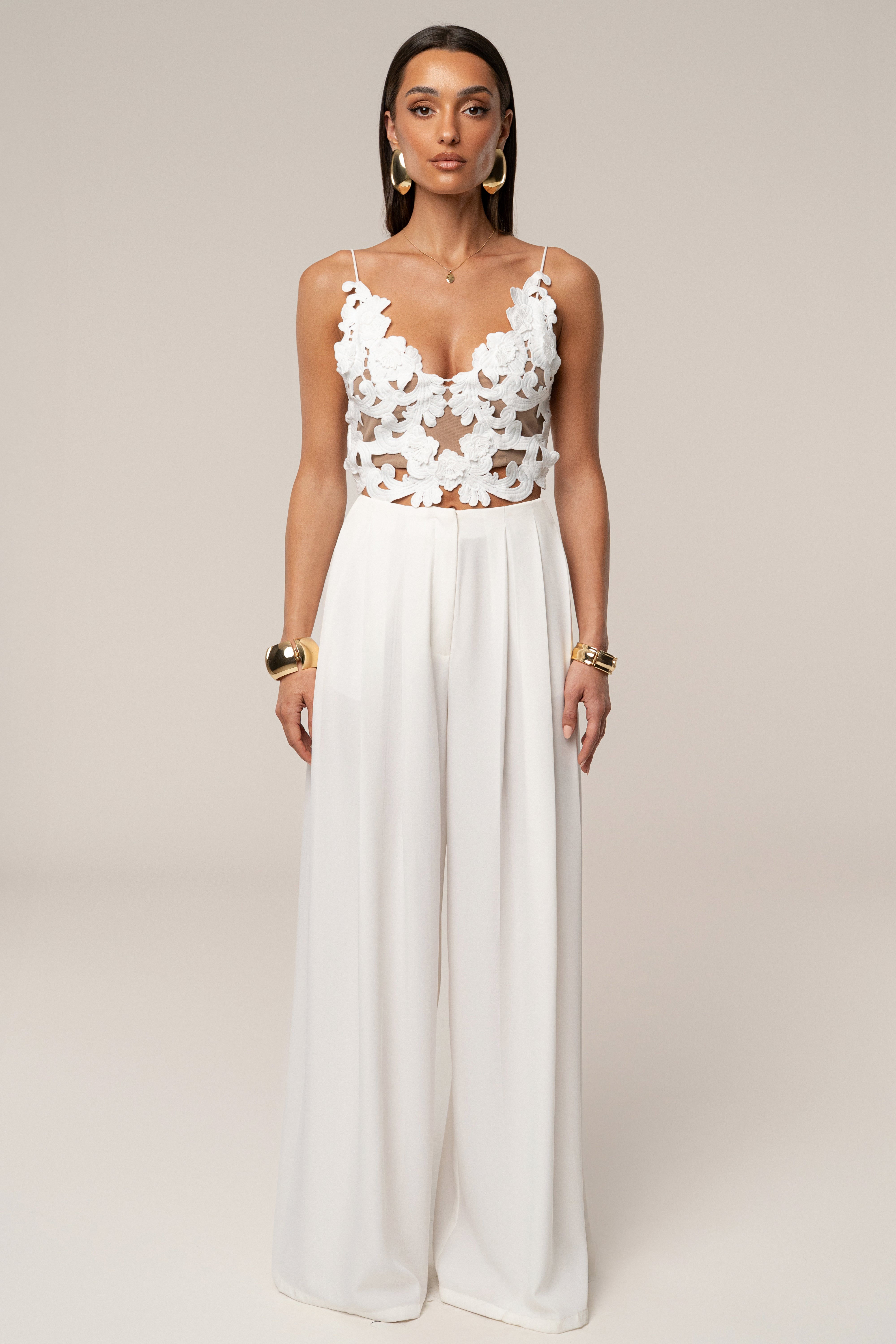 White Anahi Embroidered Top - JLUXLABEL