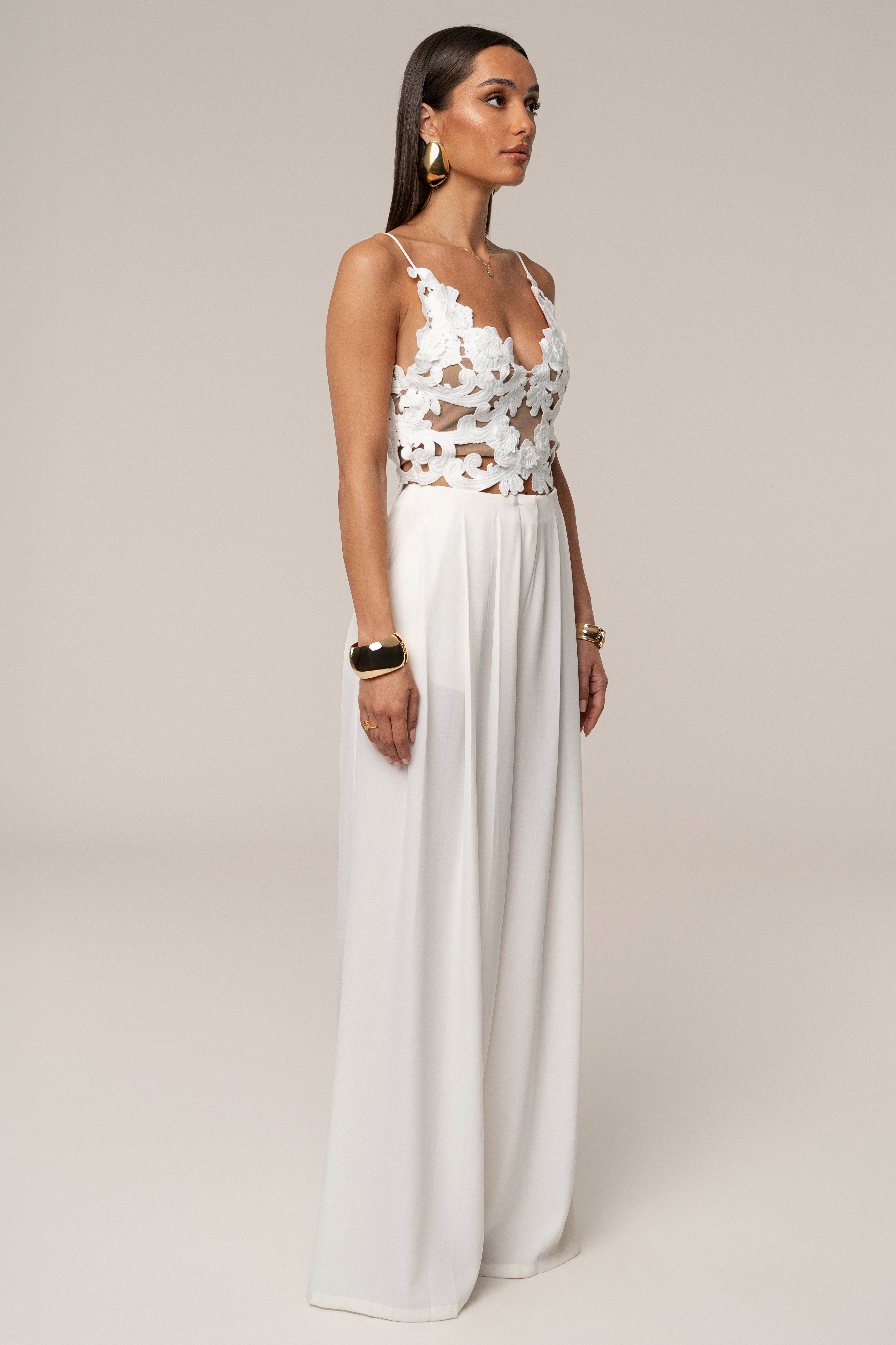 White Summer Ease Wide Leg Pants - JLUXLABEL