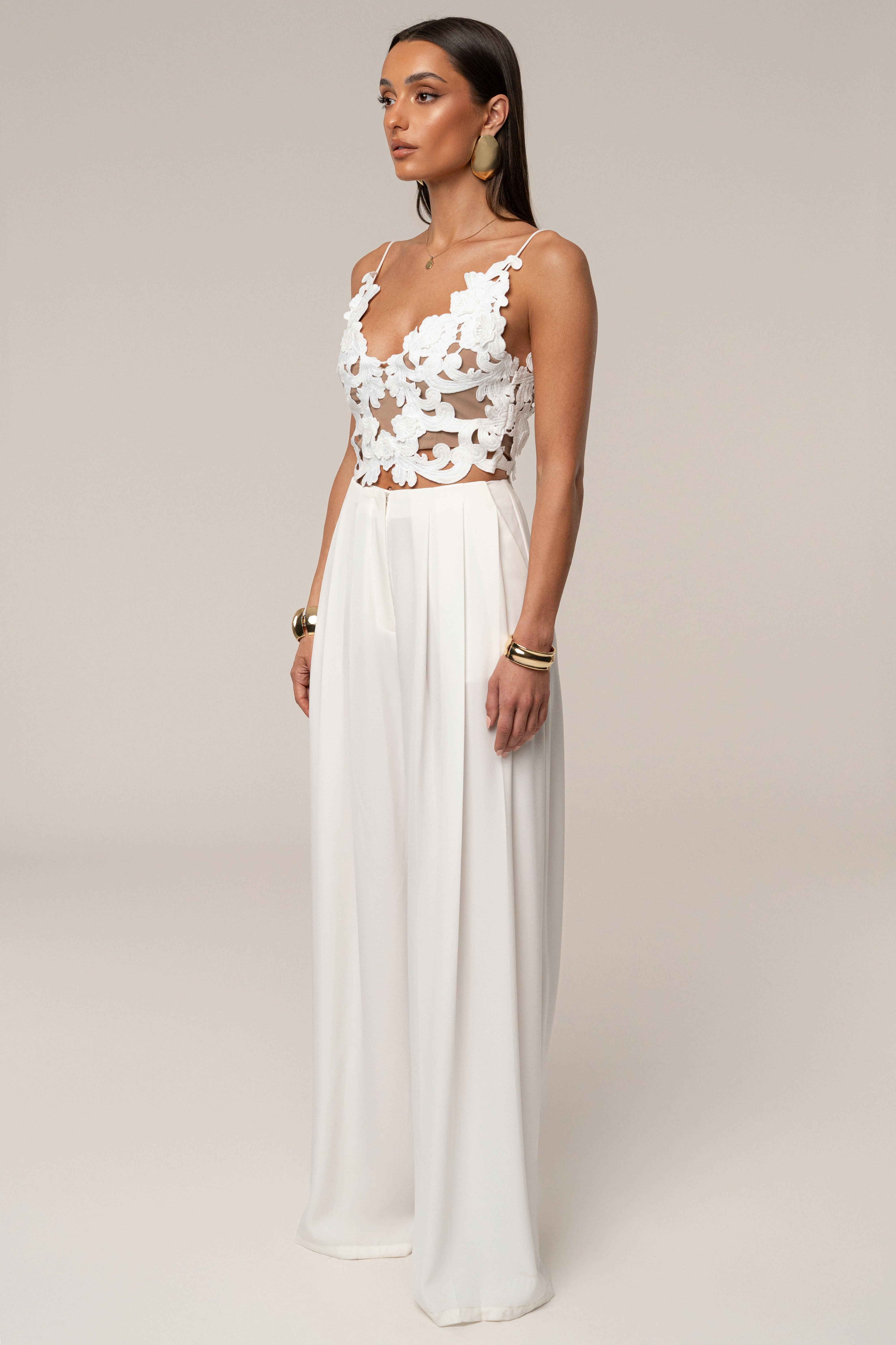 White Anahi Embroidered Top - JLUXLABEL