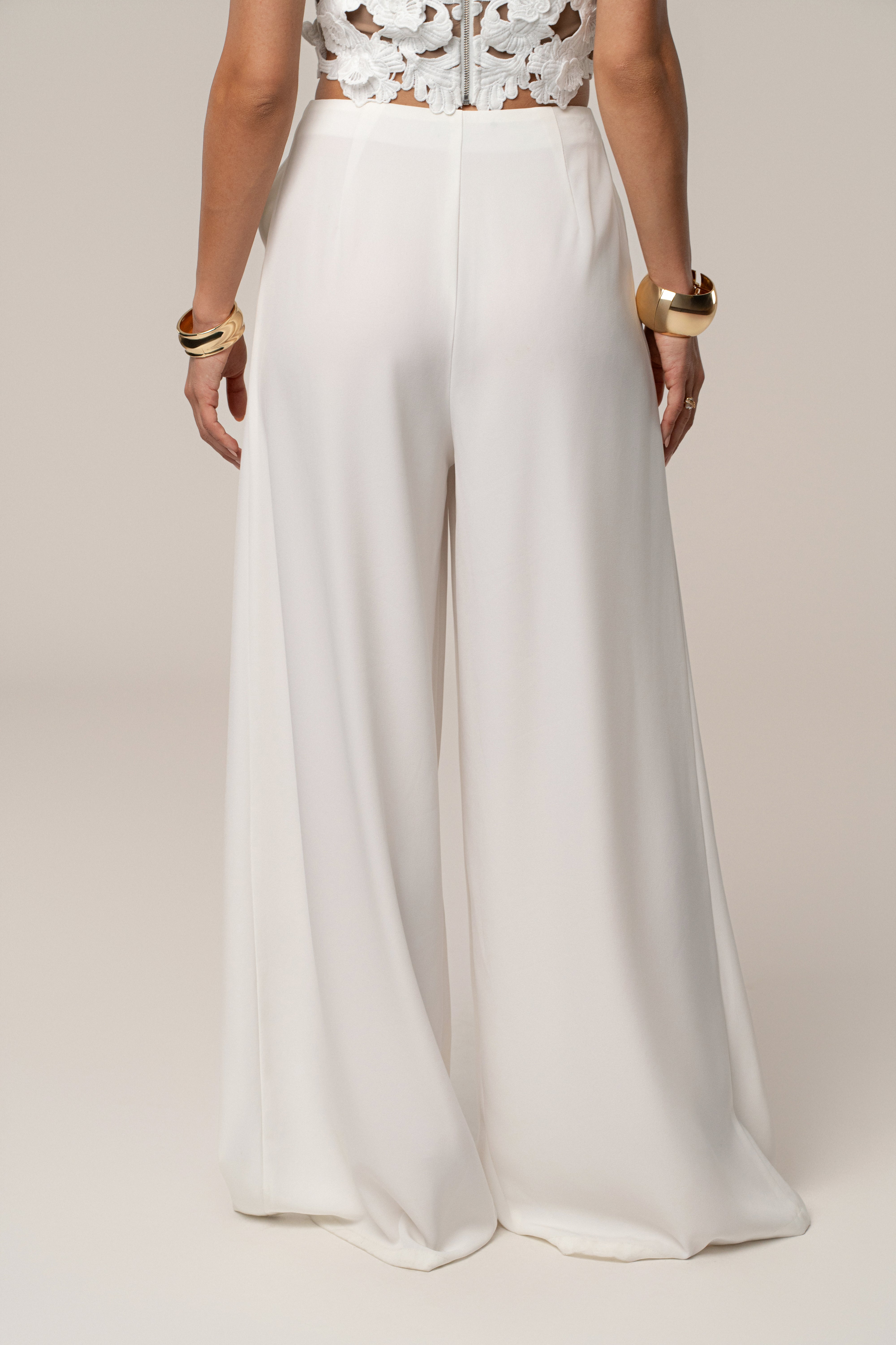 White Summer Ease Wide Leg Pants - JLUXLABEL