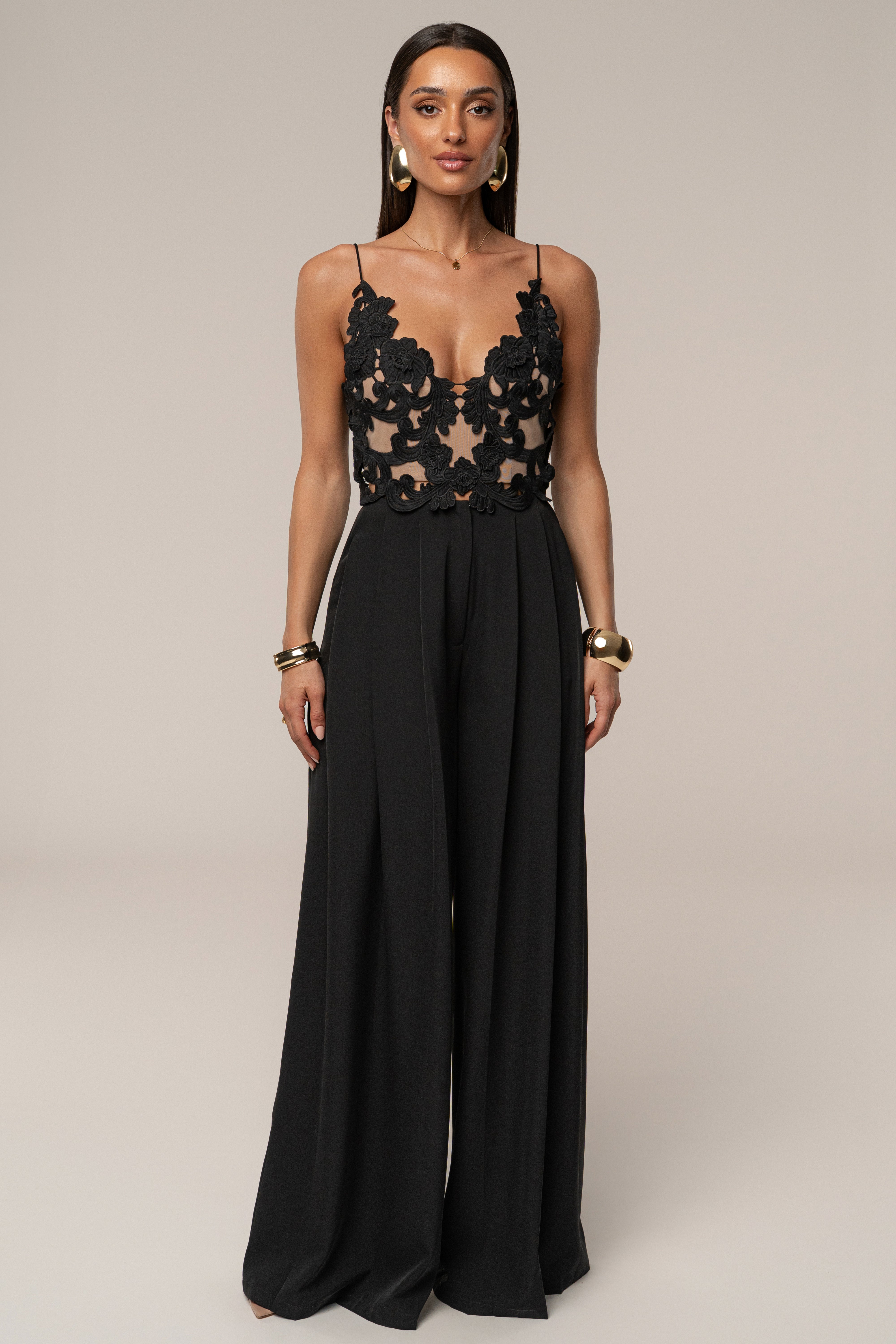 Black Anahi Embroidered Top - JLUXLABEL