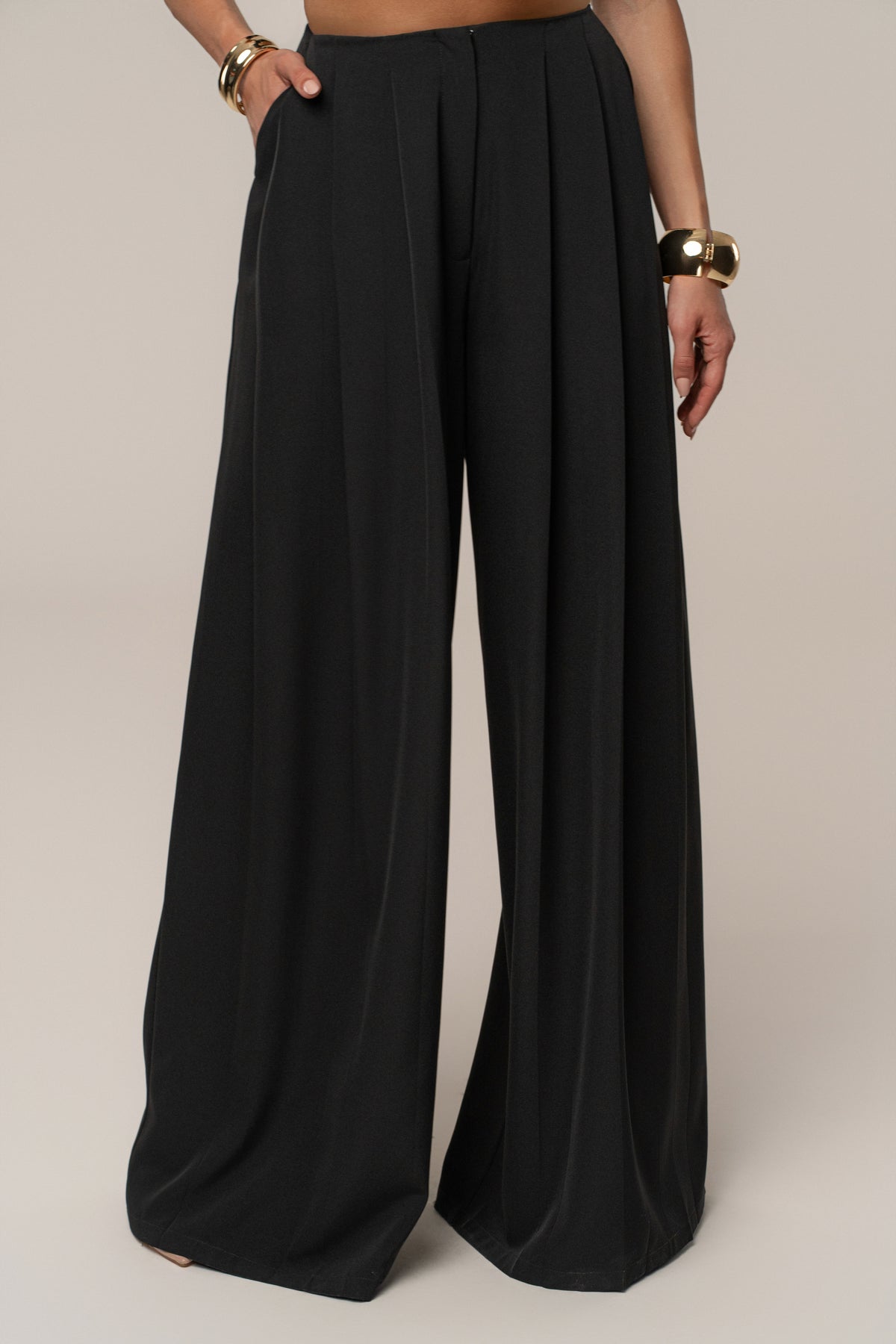 Black Summer Ease Wide Leg Pants - JLUXLABEL