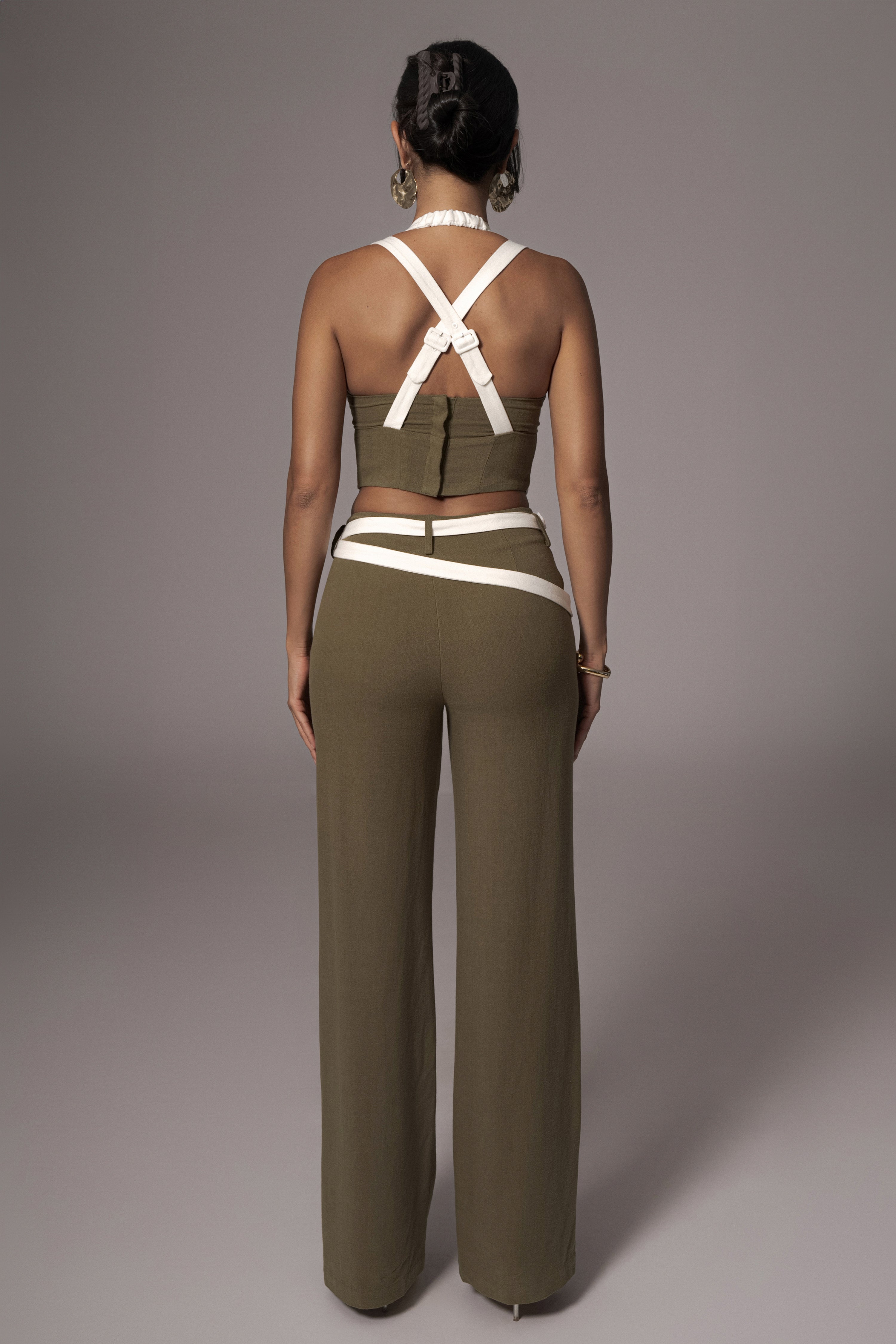 Olive Palm Beach Belted Linen Pants - JLUXLABEL