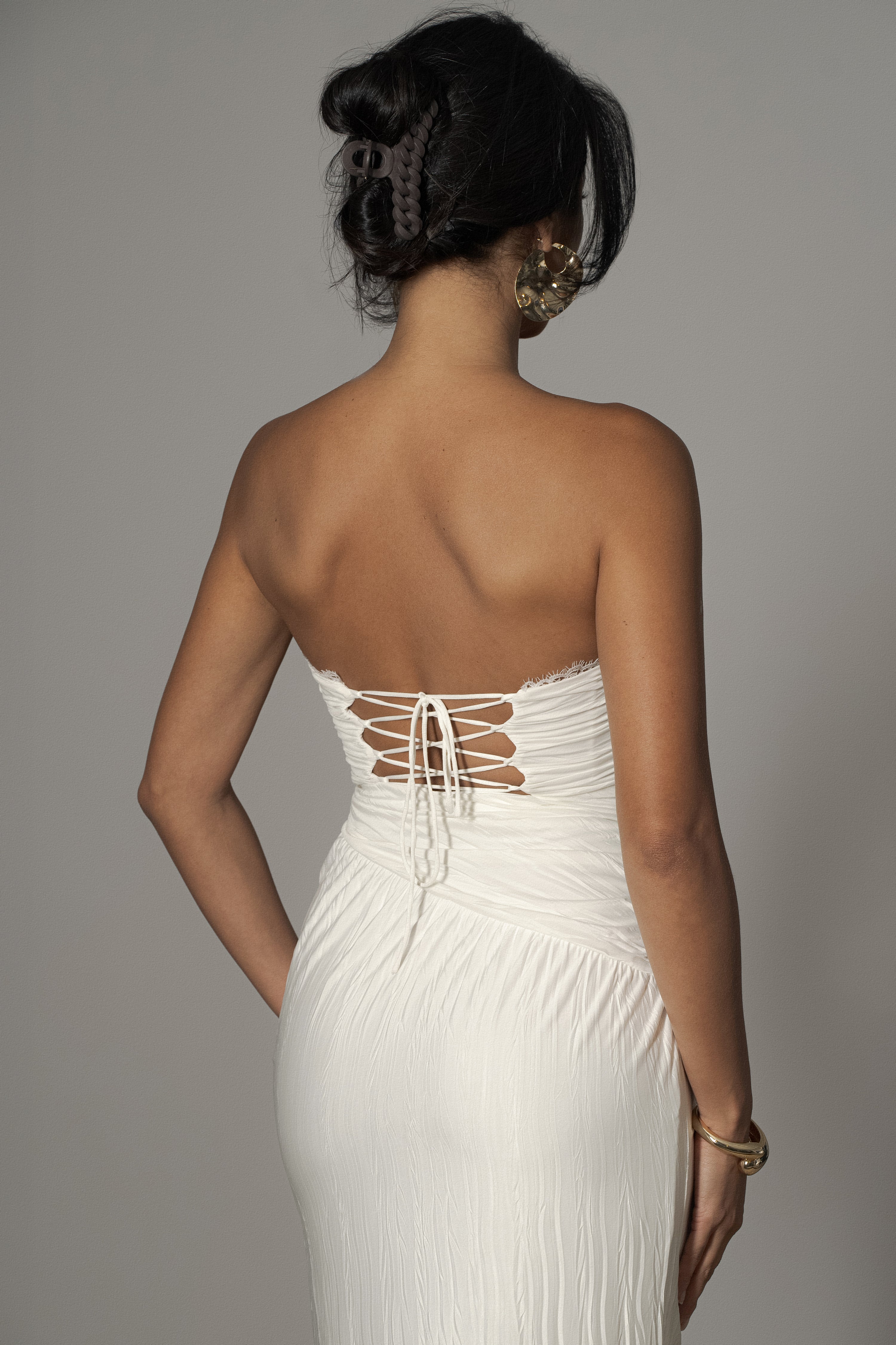Ivory Celestial Drape Maxi Dress - JLUXLABEL