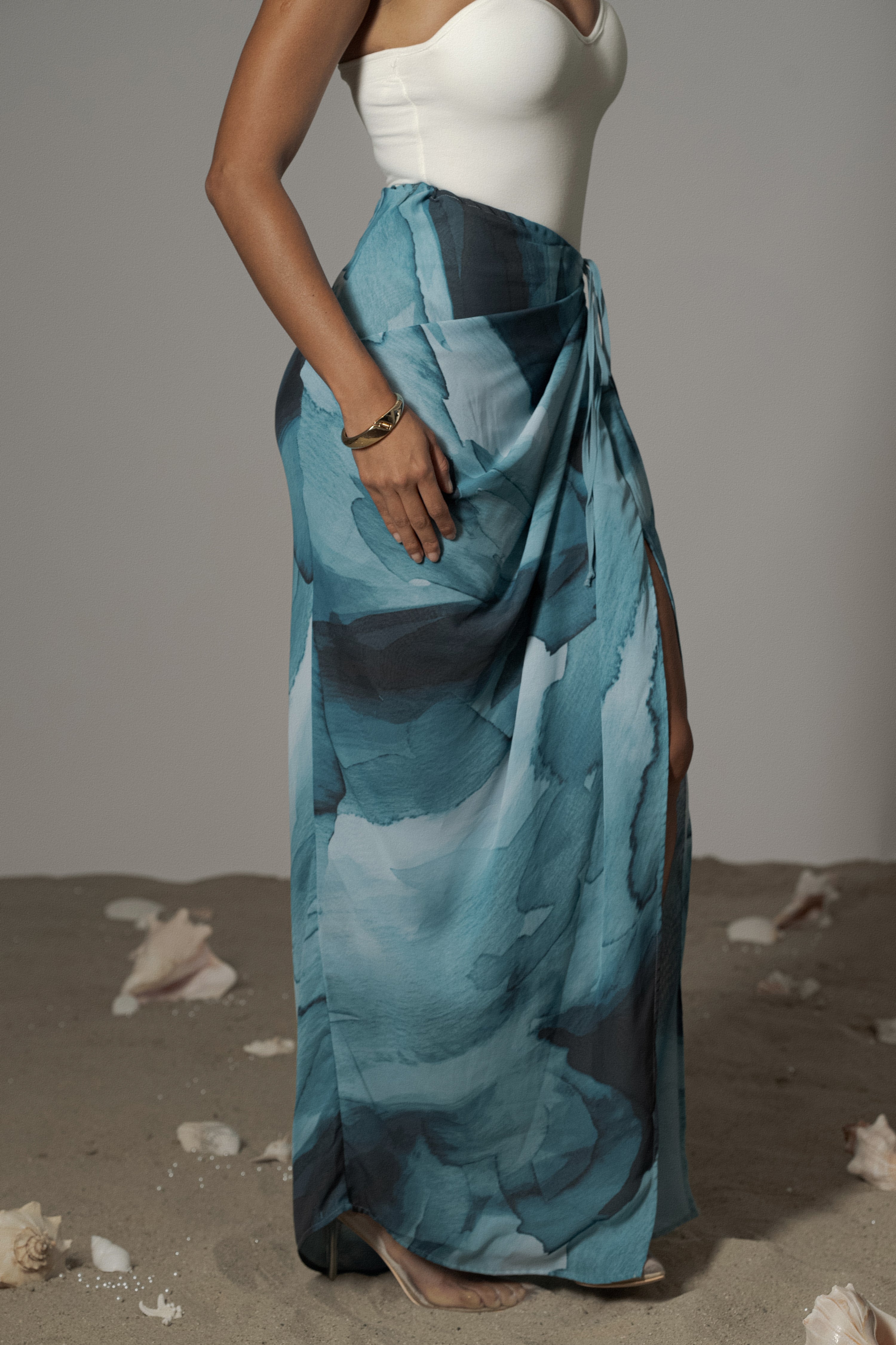 Blue print Noelia Printed Skirt - JLUXLABEL