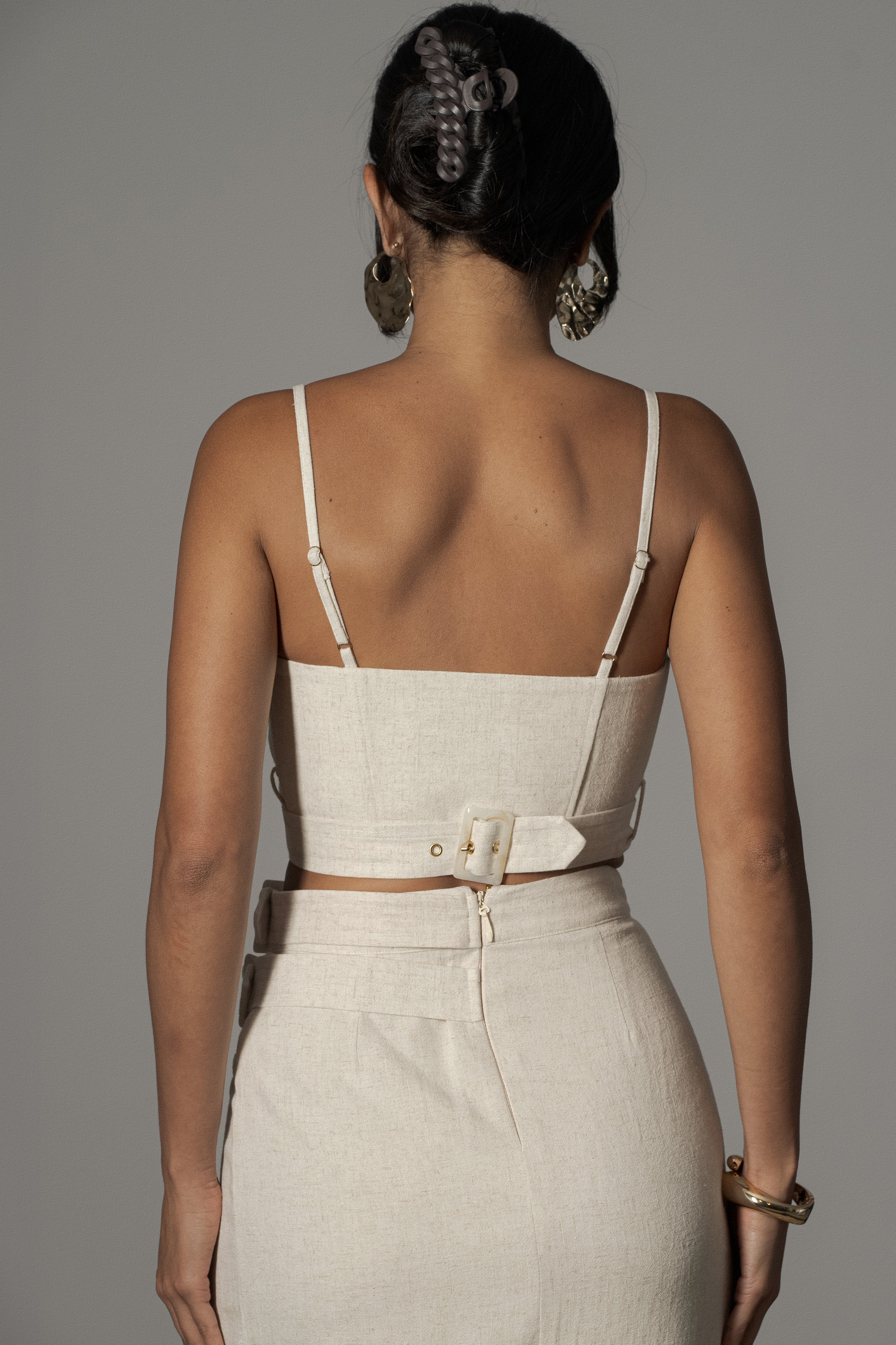 Natural Sunrise Linen Bustier - JLUXLABEL